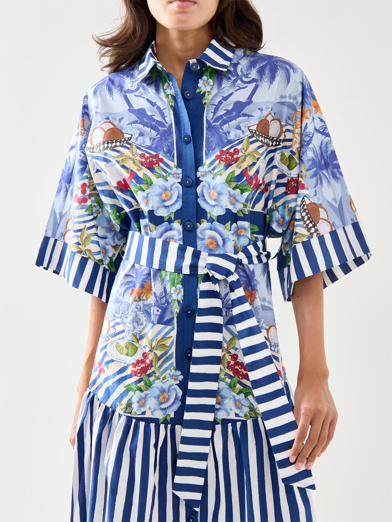 Fresh Table Scarf Blue Midi Dress