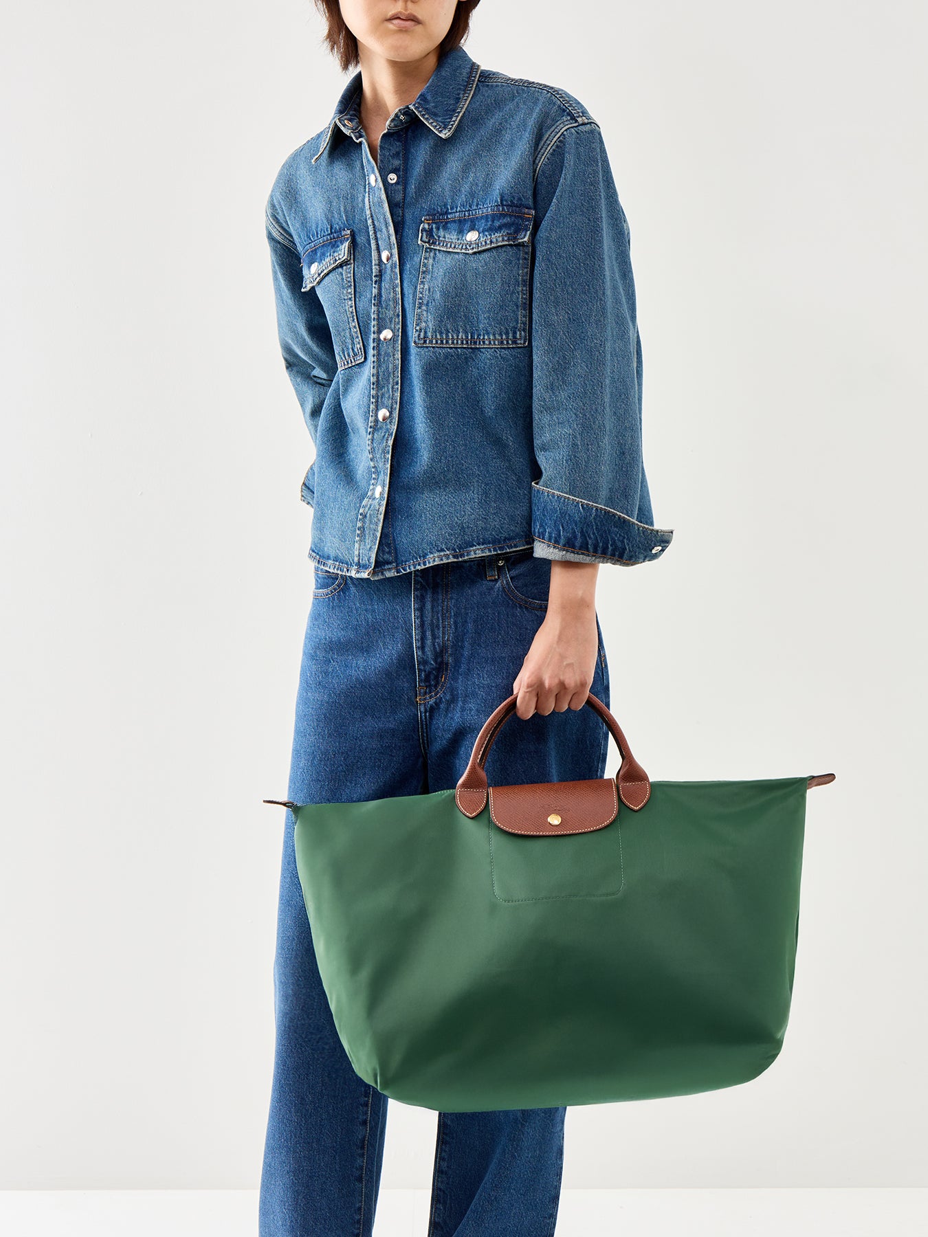 Le Pliage Original Travel Large Bag British Green