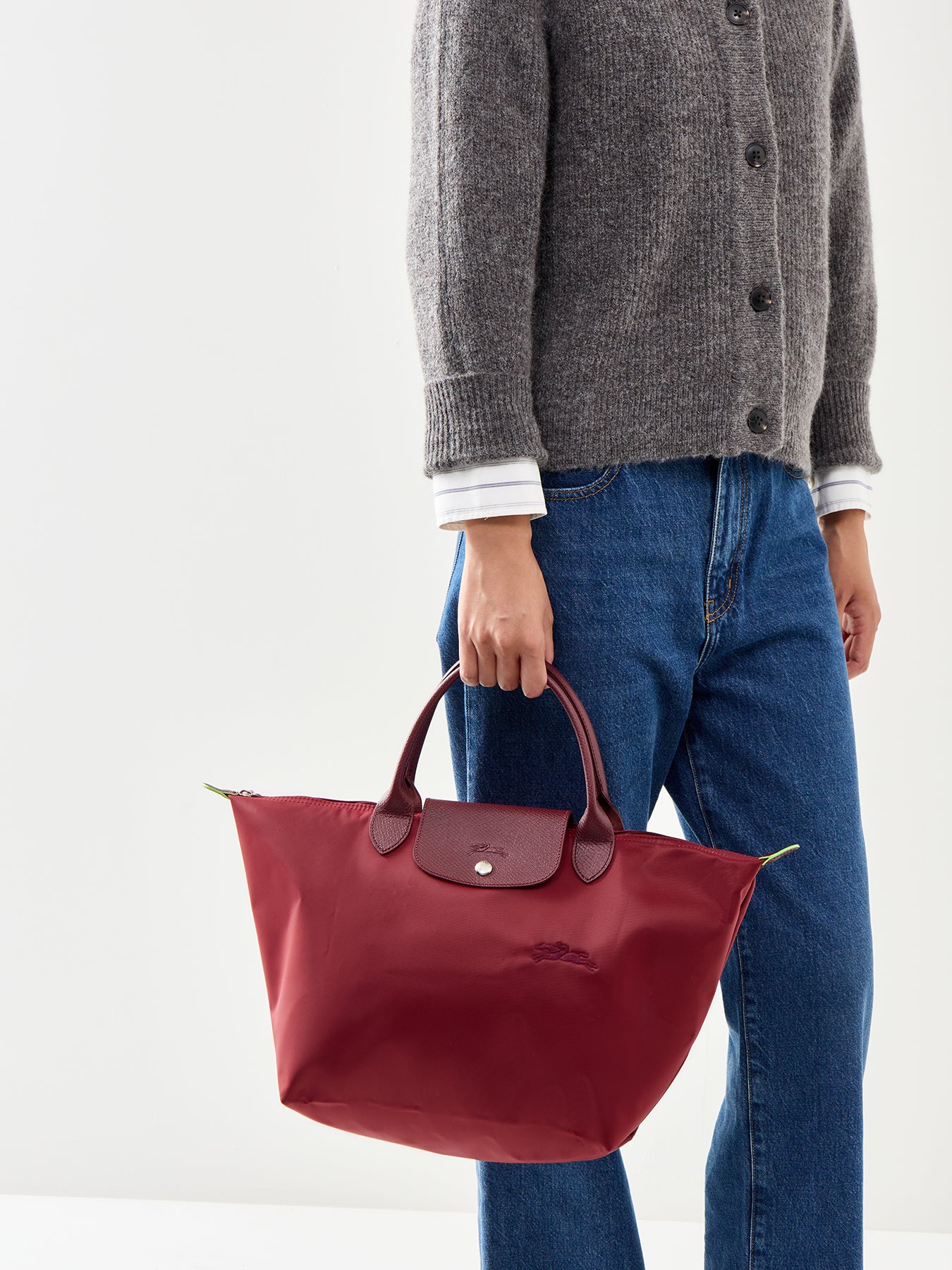 Le Pliage Green Medium Handbag Red