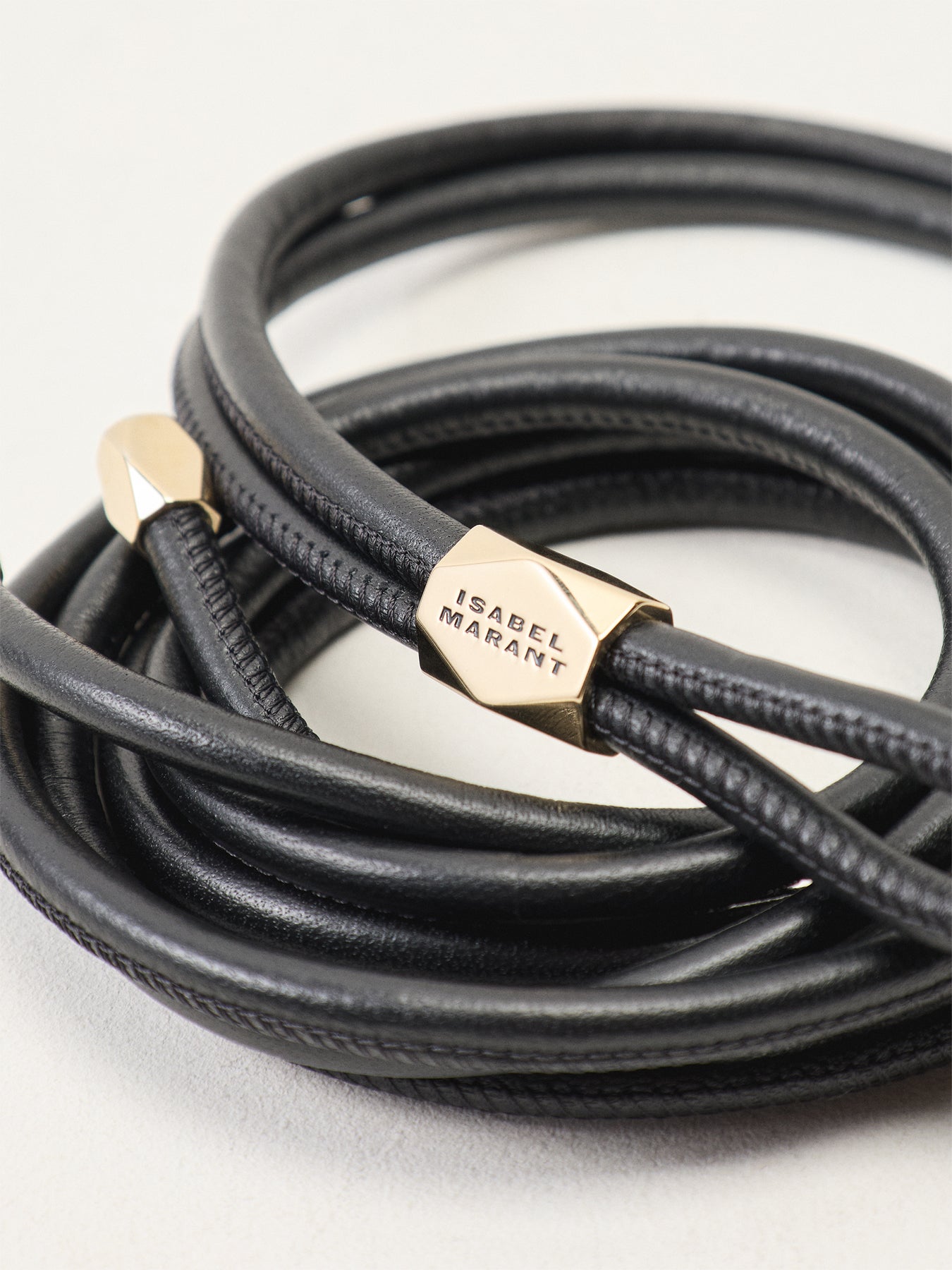 Silvia-Ga Leather String Obi Belt Black