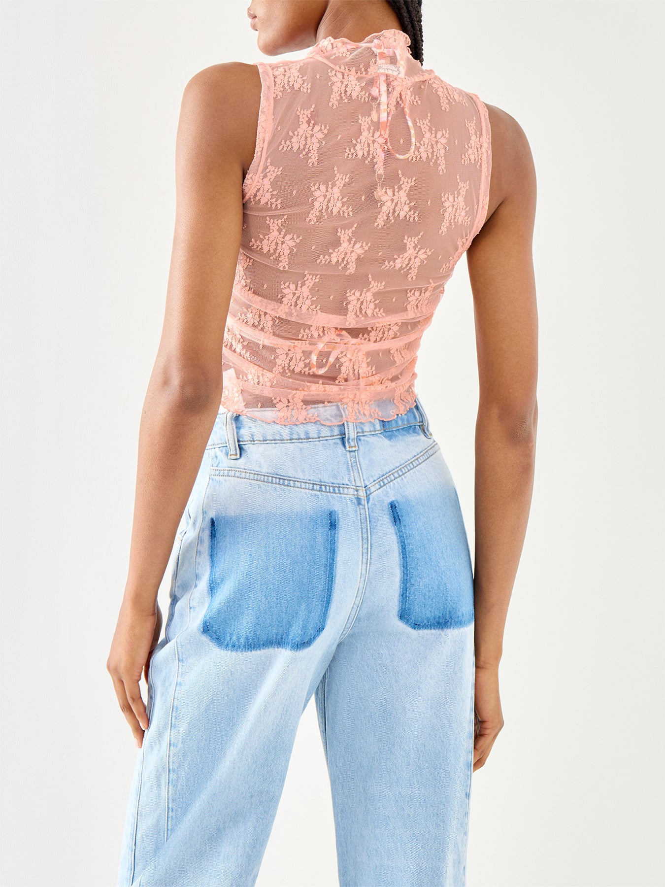 Solid Nice Try Muscle Tank Lace Sheer
