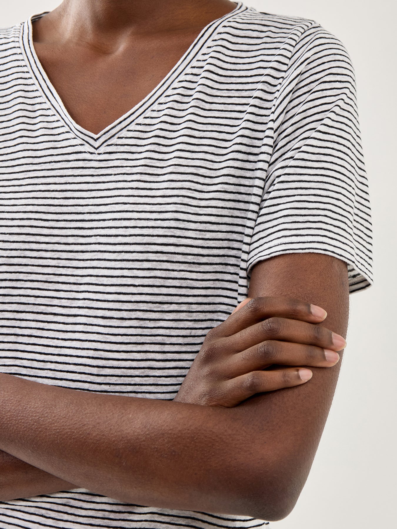 Striped Organic Linen Jersey SS Tee