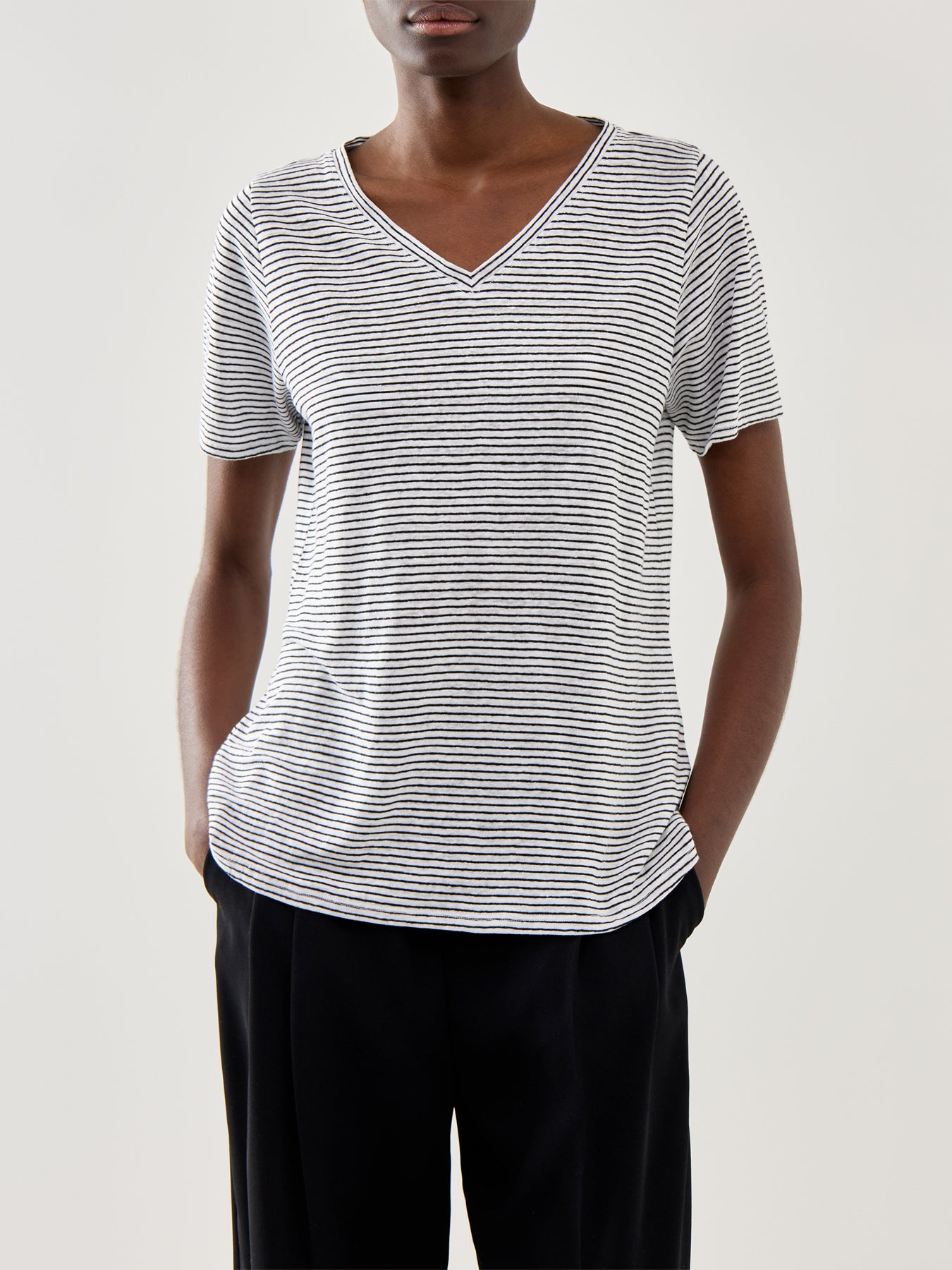 Striped Organic Linen Jersey SS Tee