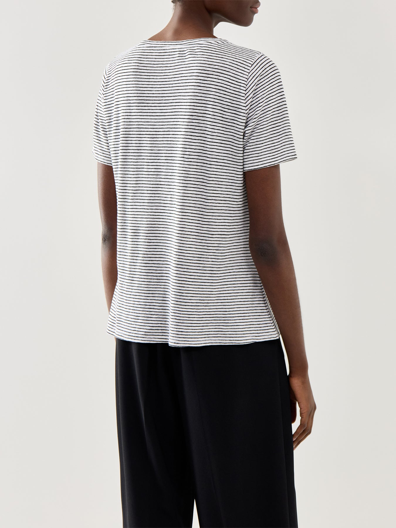 Striped Organic Linen Jersey SS Tee