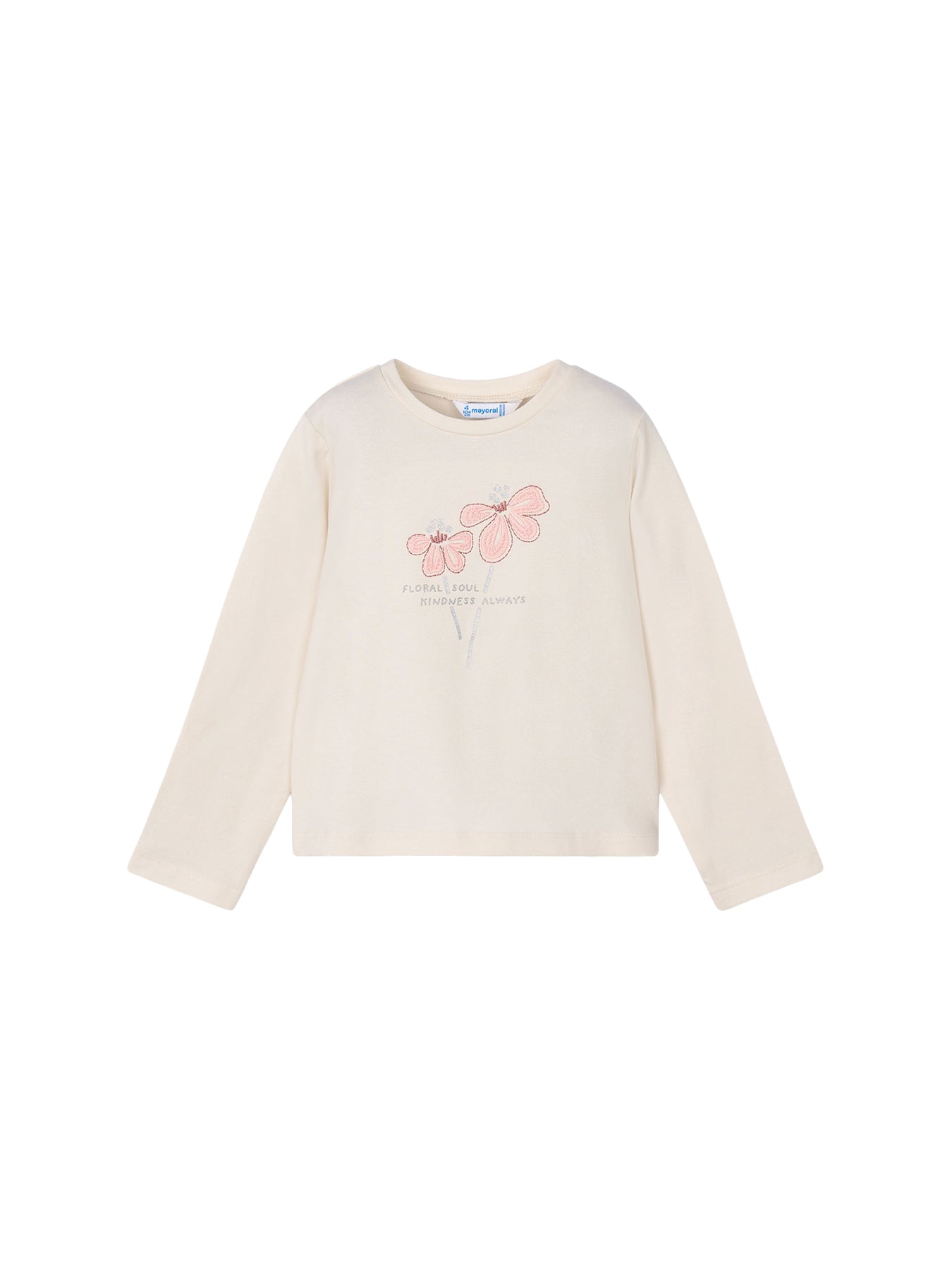 Long Sleeve Flower T-Shirt Cream