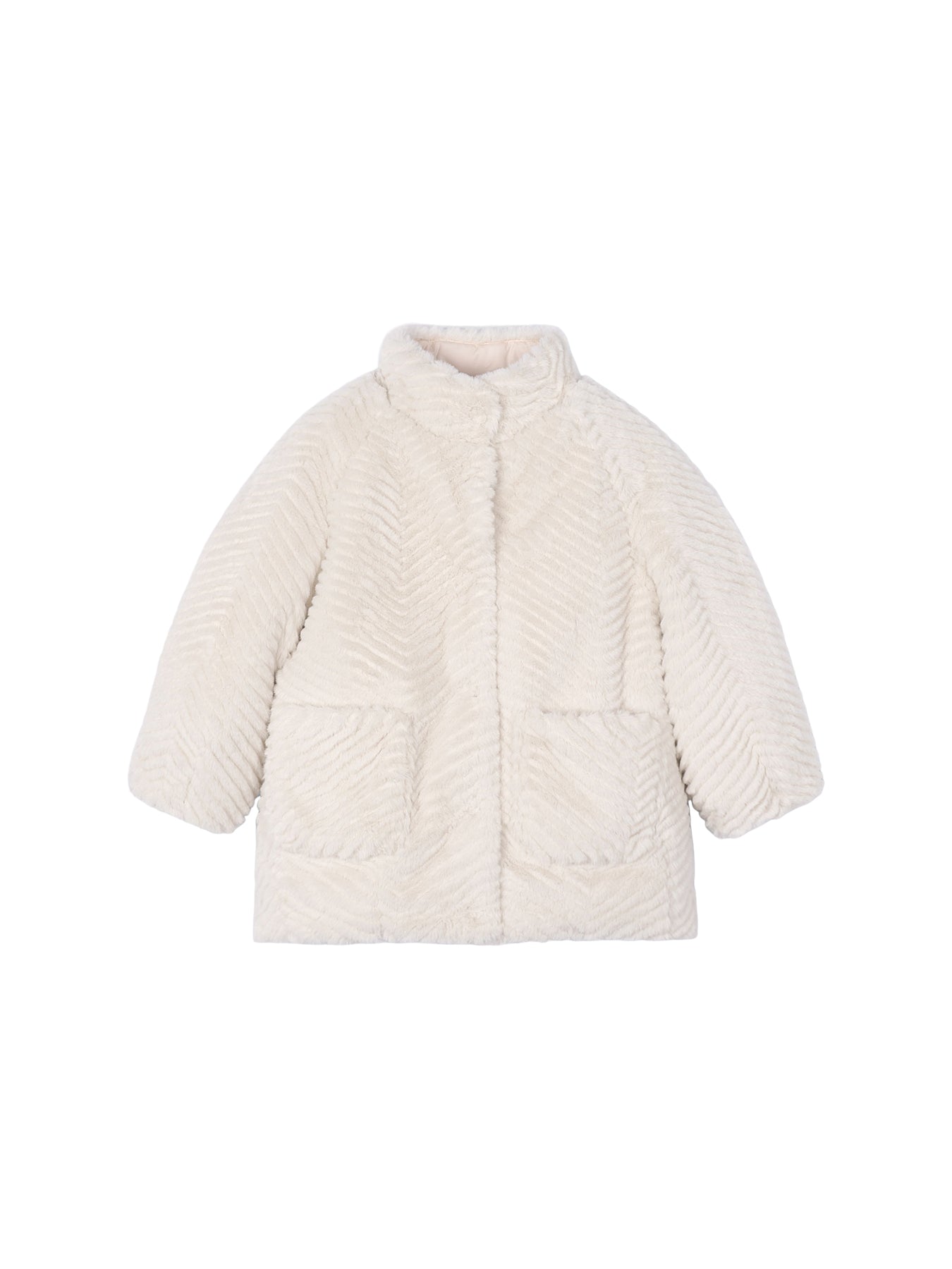 Fur Long Sleeves Coat Sand