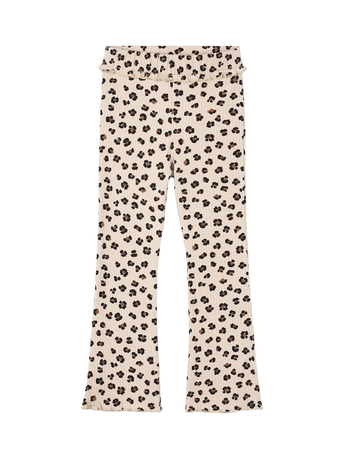 Rib Knitwear Leopard Cotton Leggings Sand