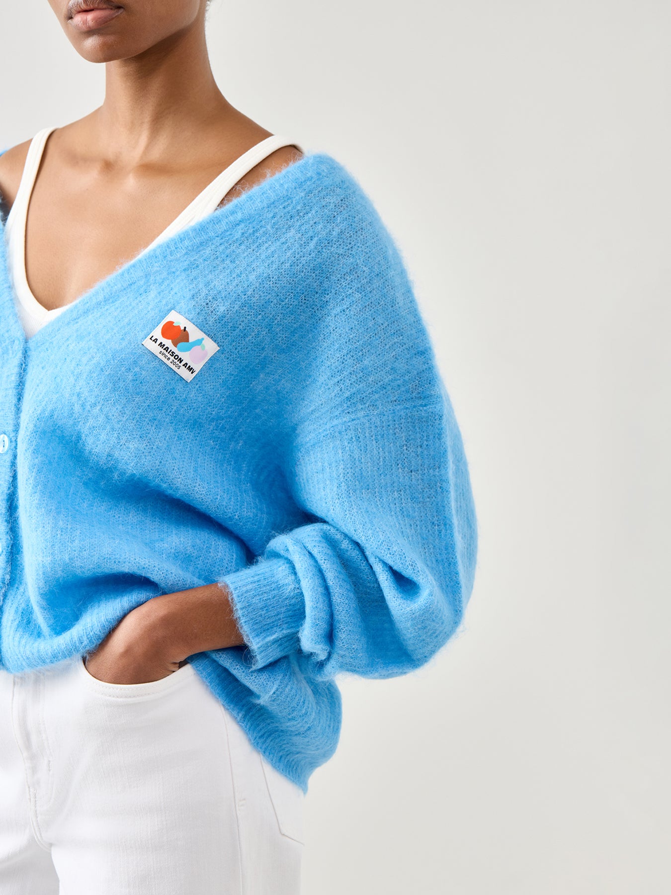 Nenybay Long Sleeves Cardigan Fleuve Blue