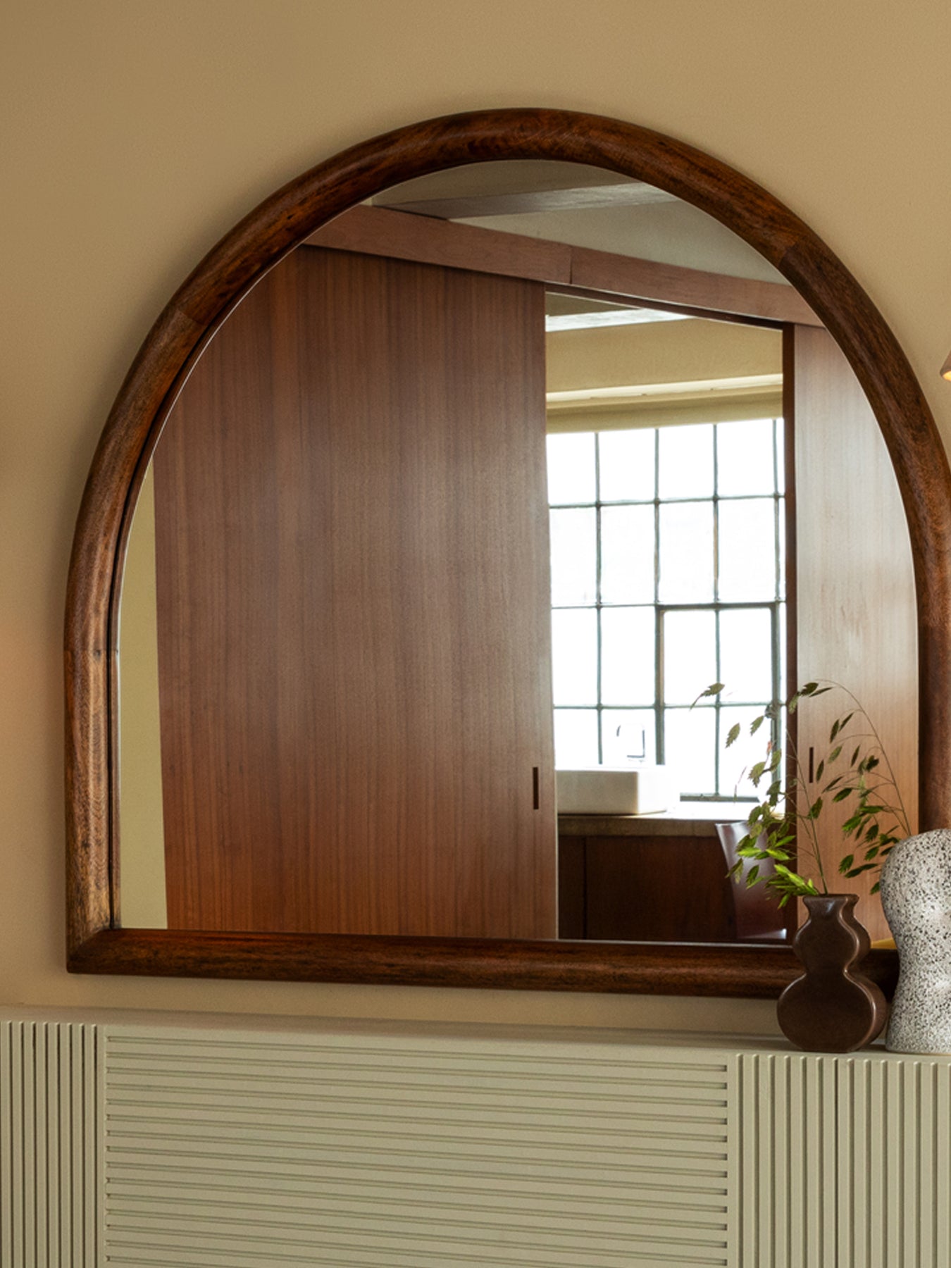 Genoa Over Mantle Mirror Walnut Finish 120 x 100cm