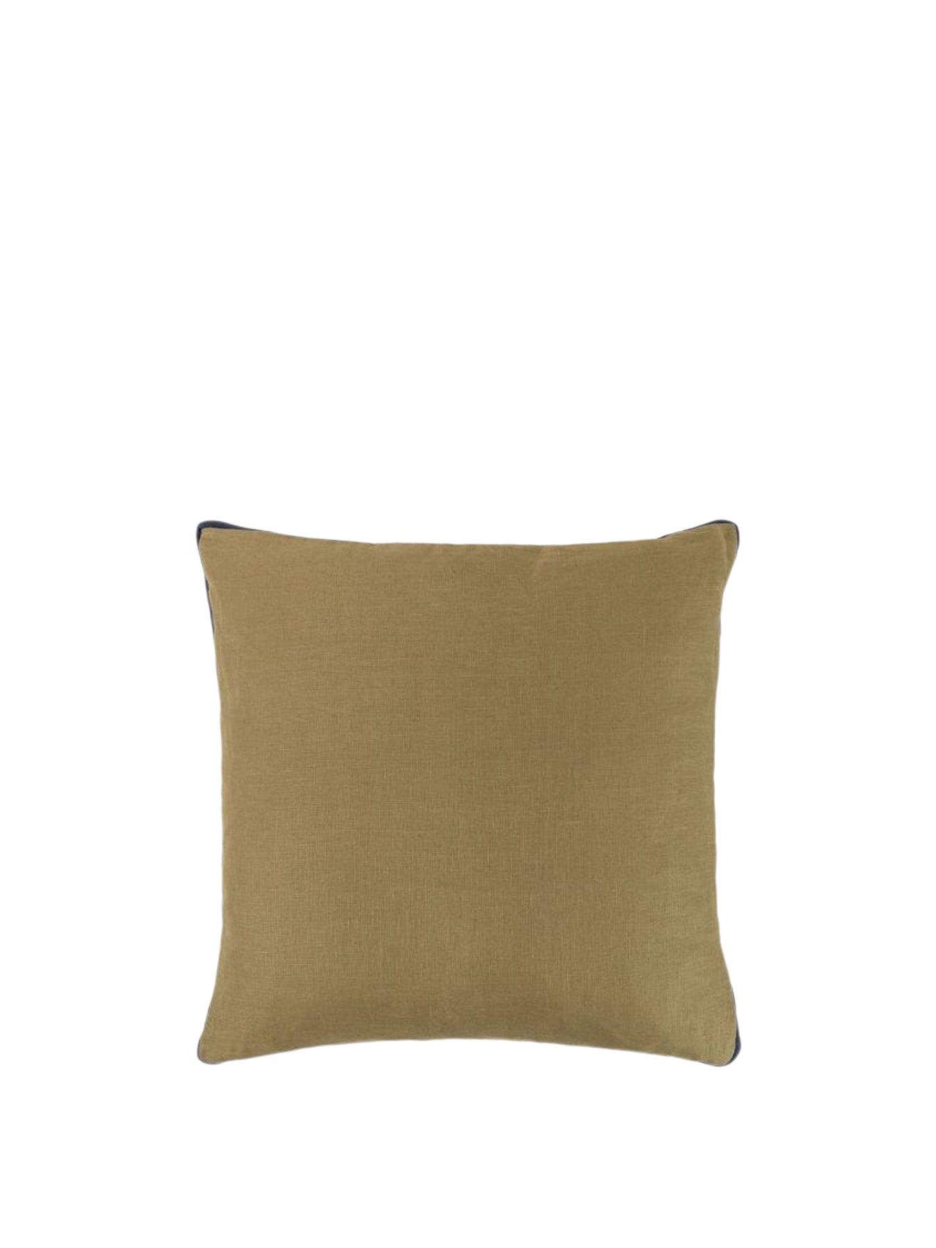 Limited Edition Linen Cushion Light Yellow & Olive Green 45 x 45 cm