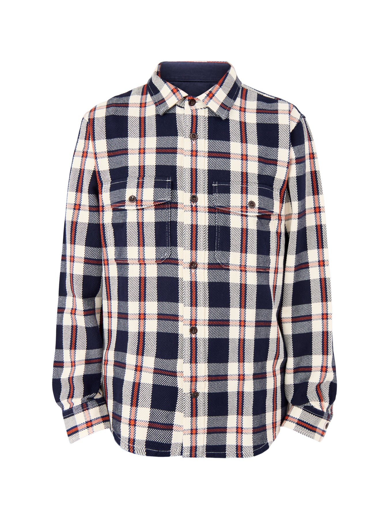 Heavy Twill Cotton Check Overshirt Blue