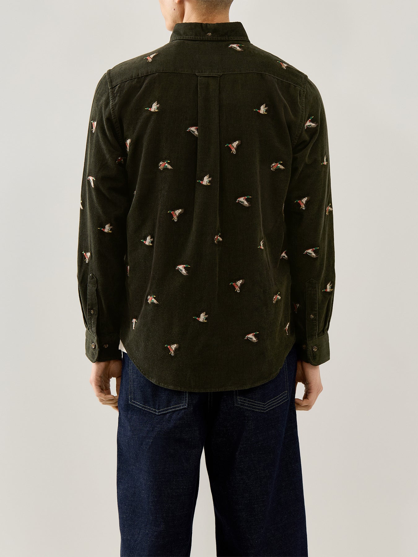 Embroidered Ducks Shirt Green