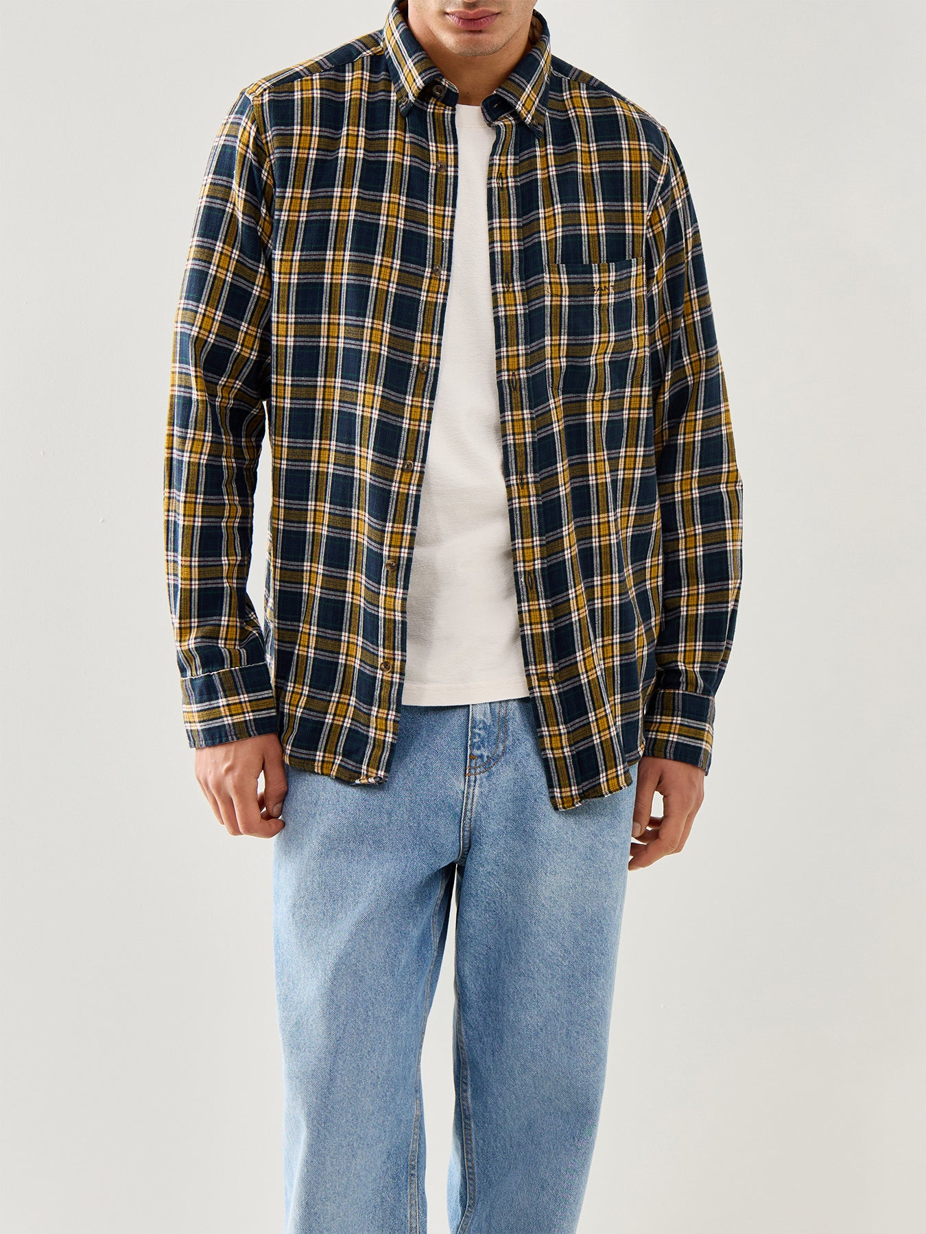 Windblown Flannel Check Shirt Evening Blue