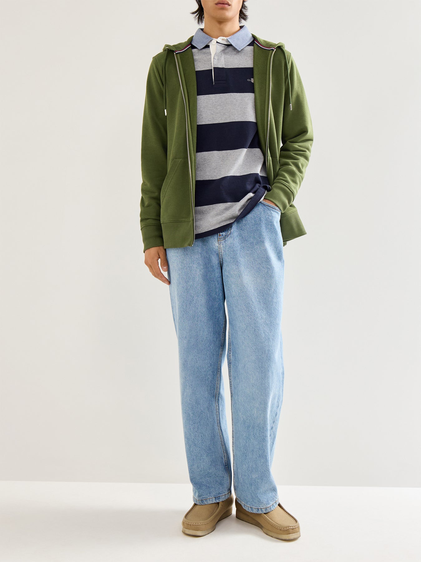 Shield Full Zip Cotton Hoodie Green