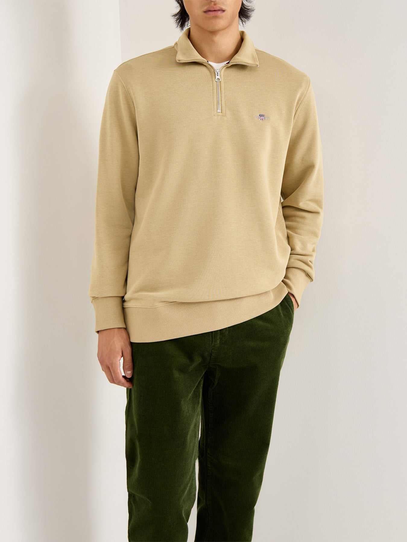 Shield Half Zip Sweatshirt Tan