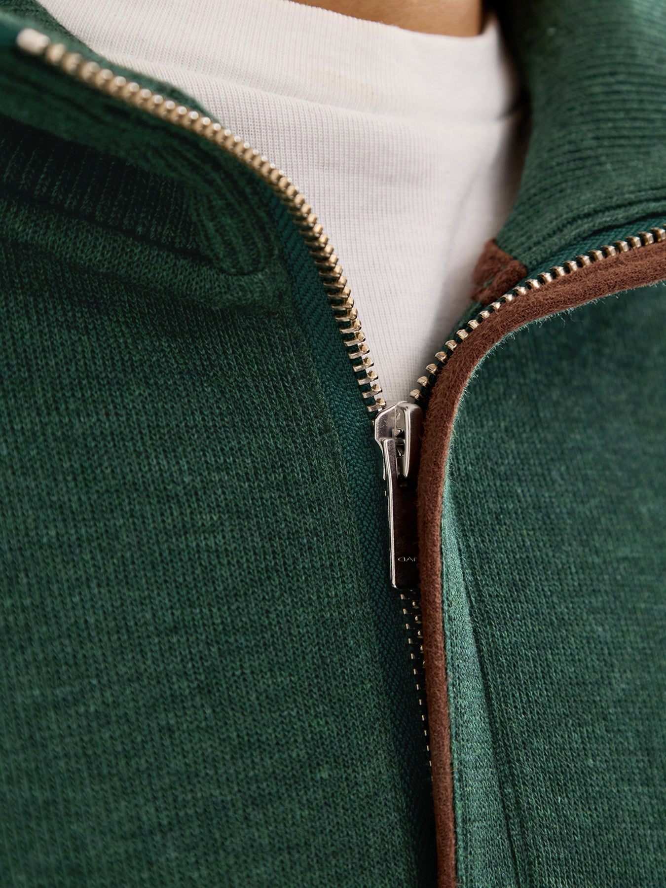 Sacker Rib Cotton Half Zip Green