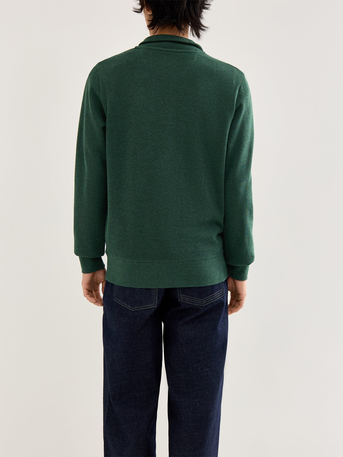 Sacker Rib Cotton Half Zip Green