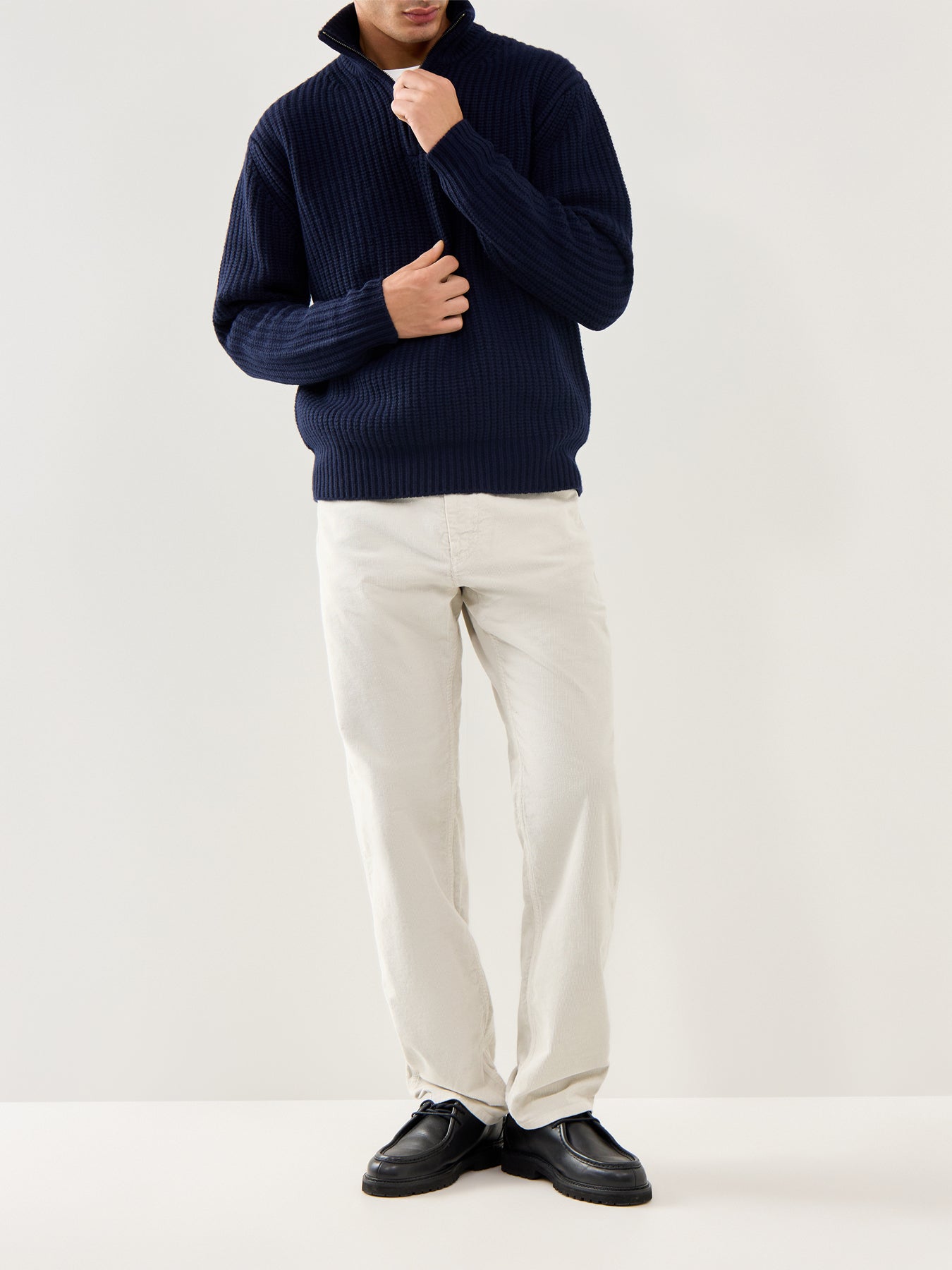 Rib Trucker Men Knitted Pullover Navy