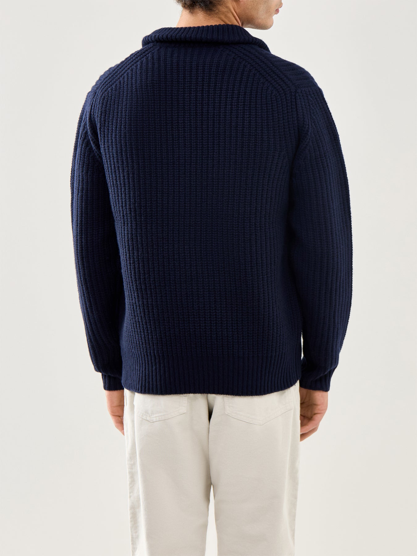 Rib Trucker Men Knitted Pullover Navy