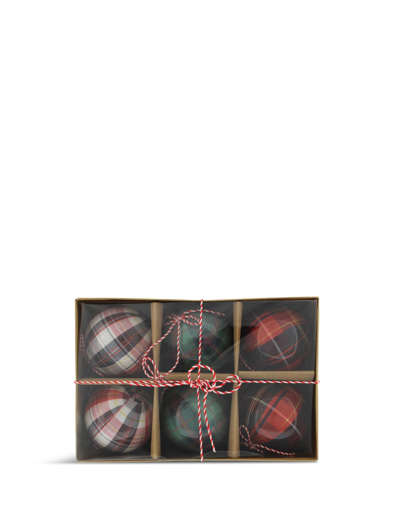 Tartan Pack of 6 Christmas Tree Hanging Decorations