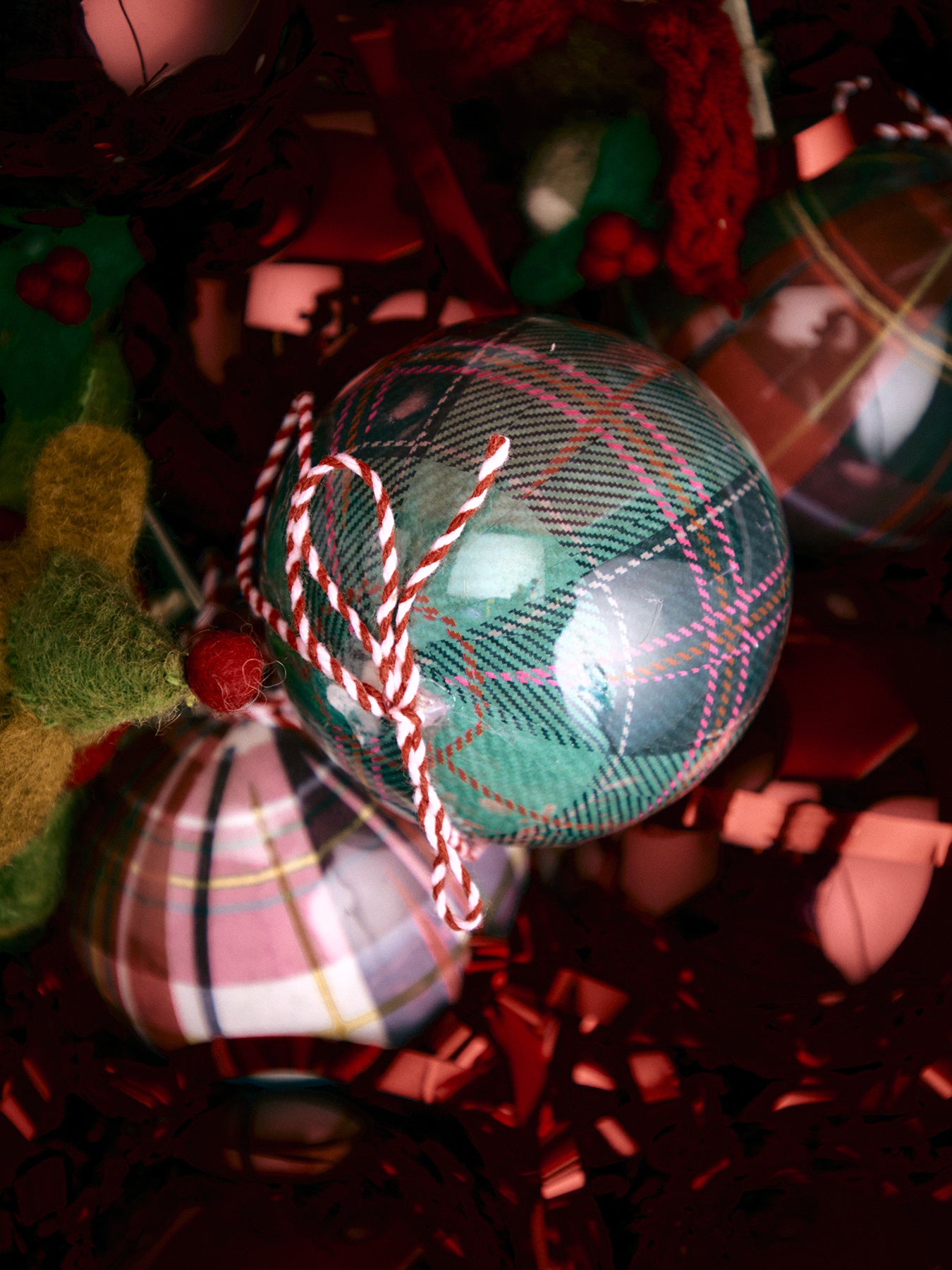 Tartan Pack of 6 Christmas Tree Hanging Decorations