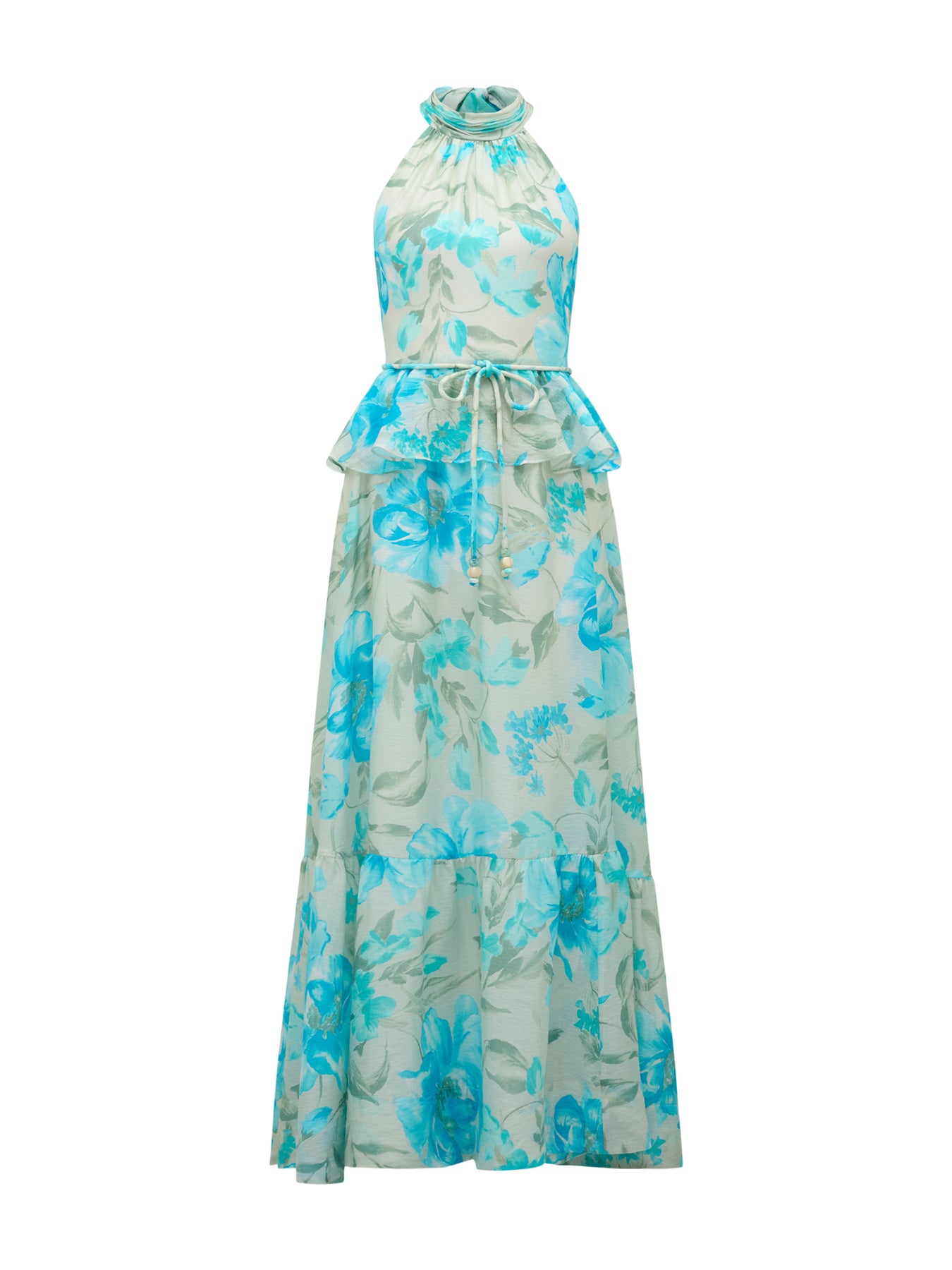 Serena Halter Neck Peplum Maxi Dress