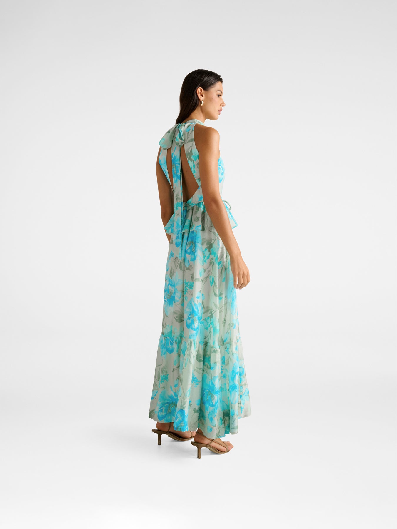 Serena Halter Neck Peplum Maxi Dress