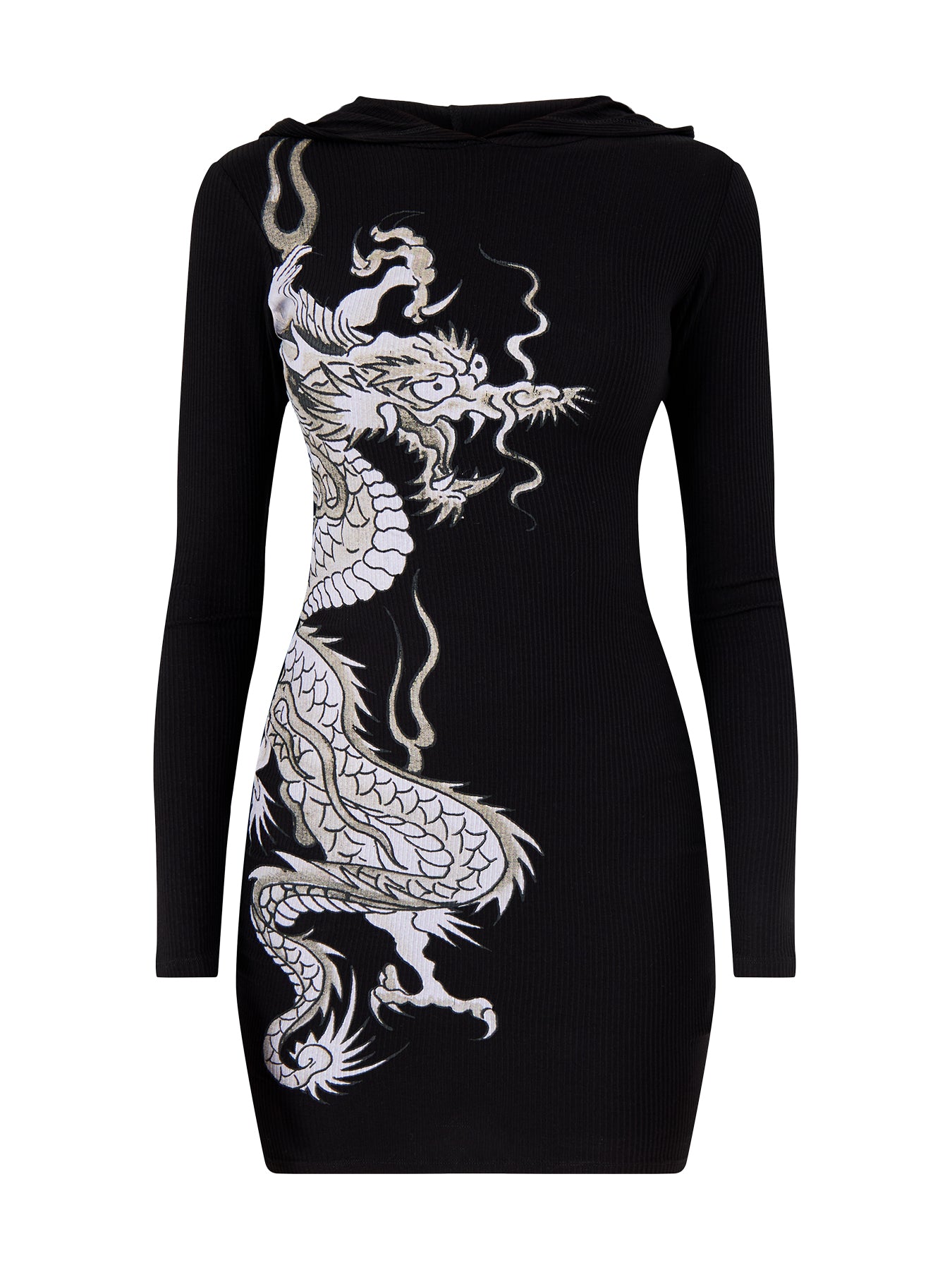 Red Dragon Hoodie Dress Black