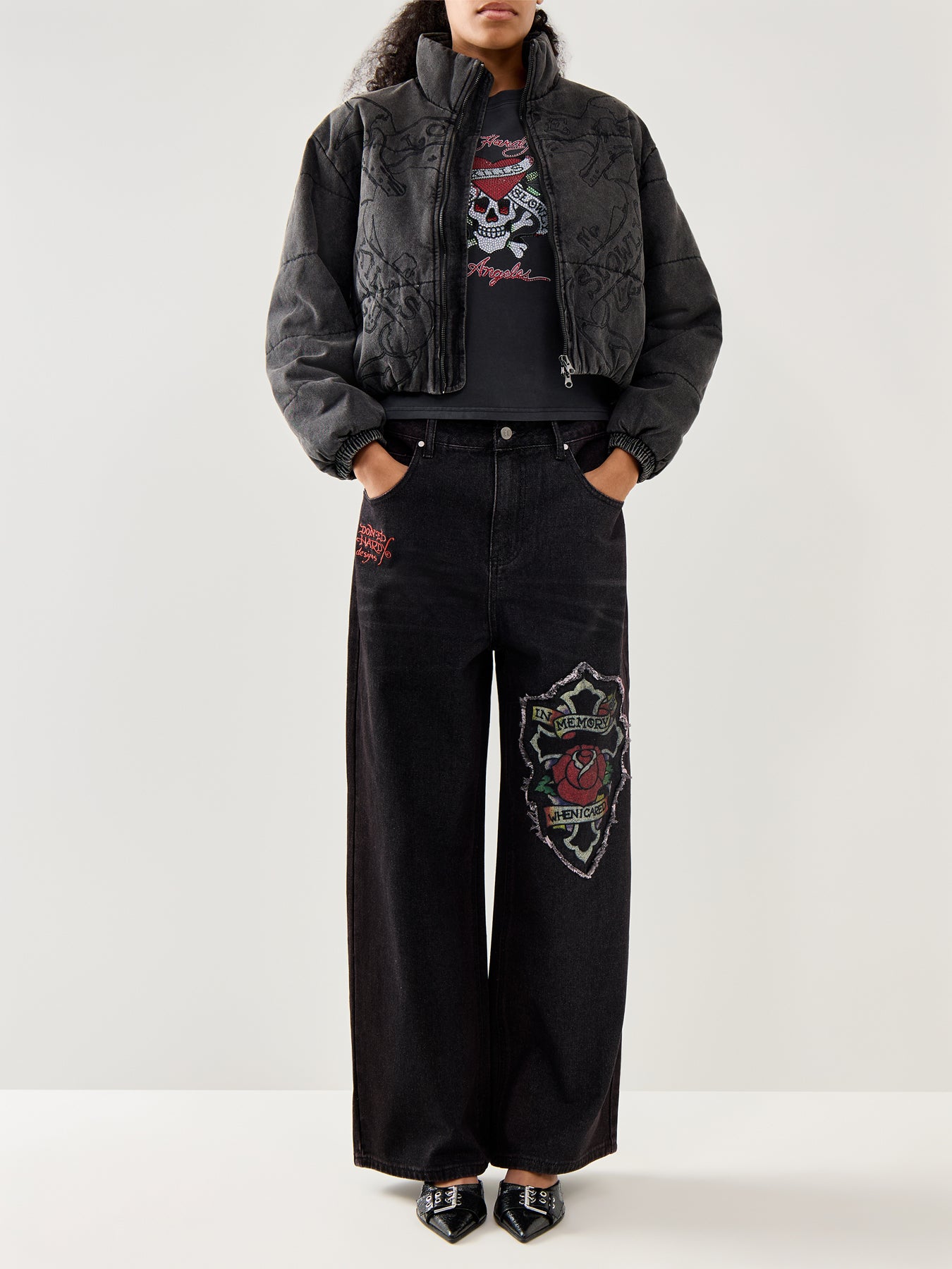 In Memory Applique Jeans Black