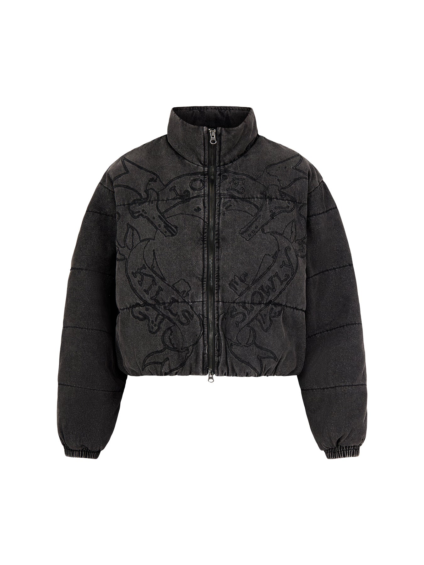 Love Kills Quilted Puffer Jacket Black