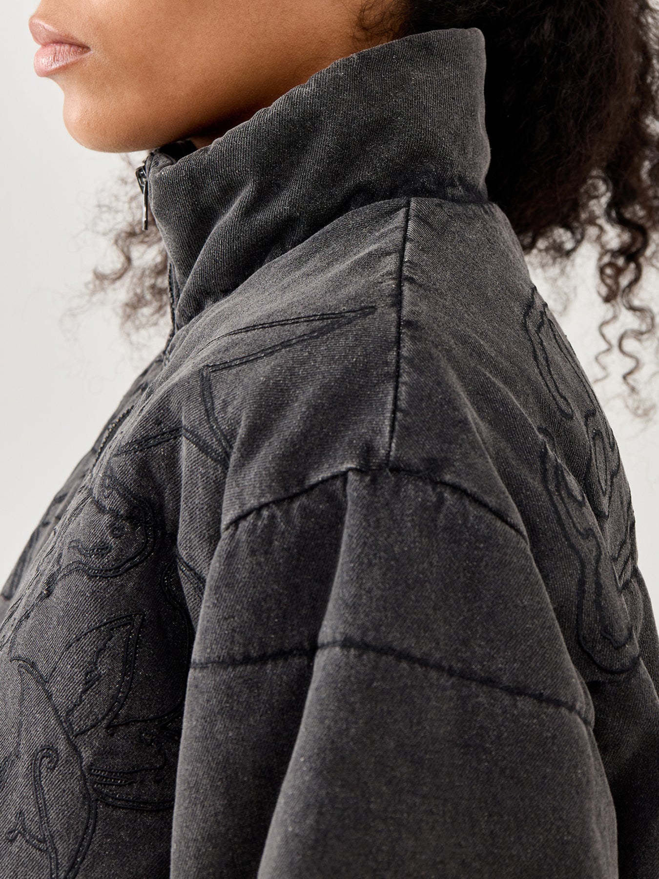 Love Kills Quilted Puffer Jacket Black
