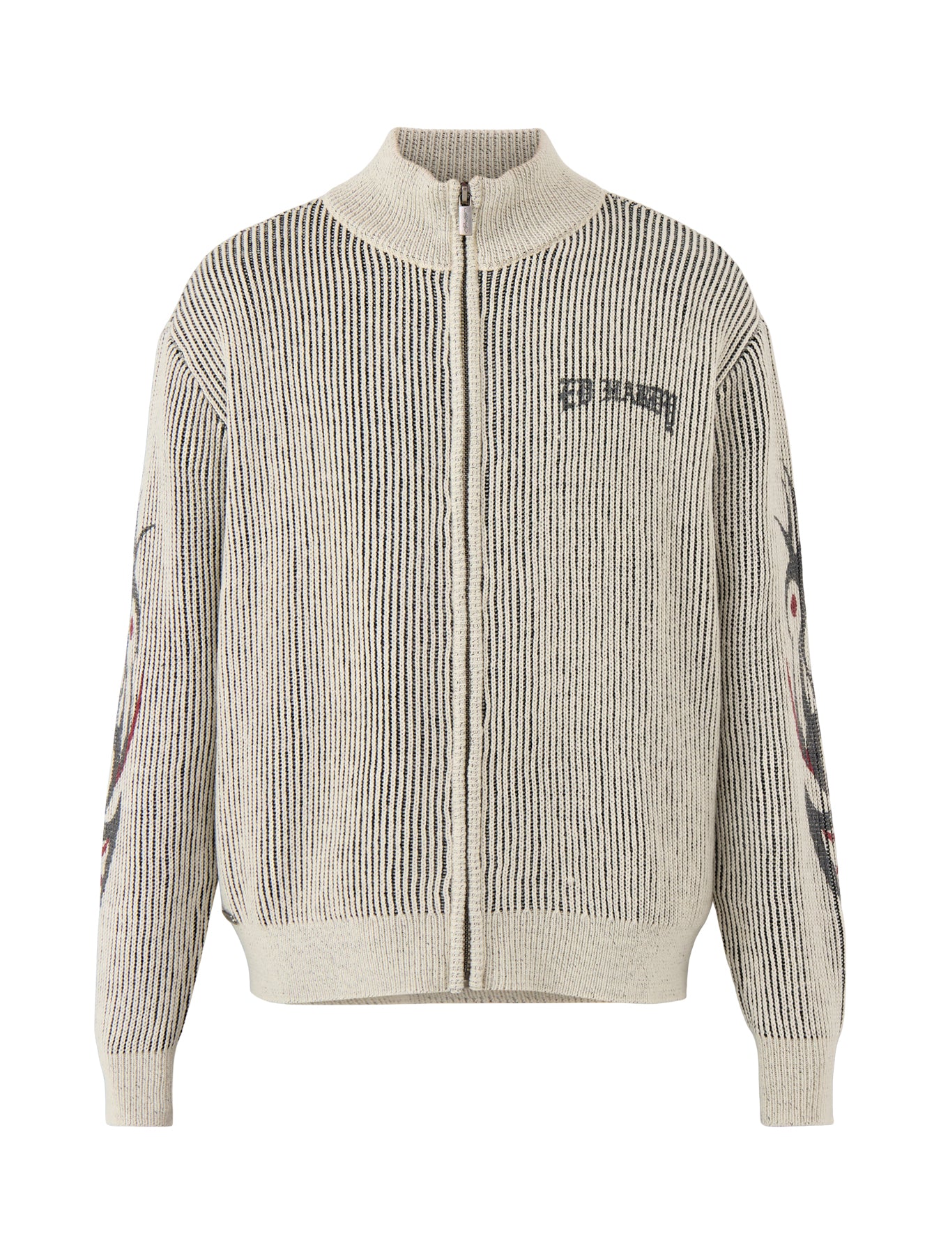 Life Before Honor Fur Detail Knitted Zip Thru Jacket White
