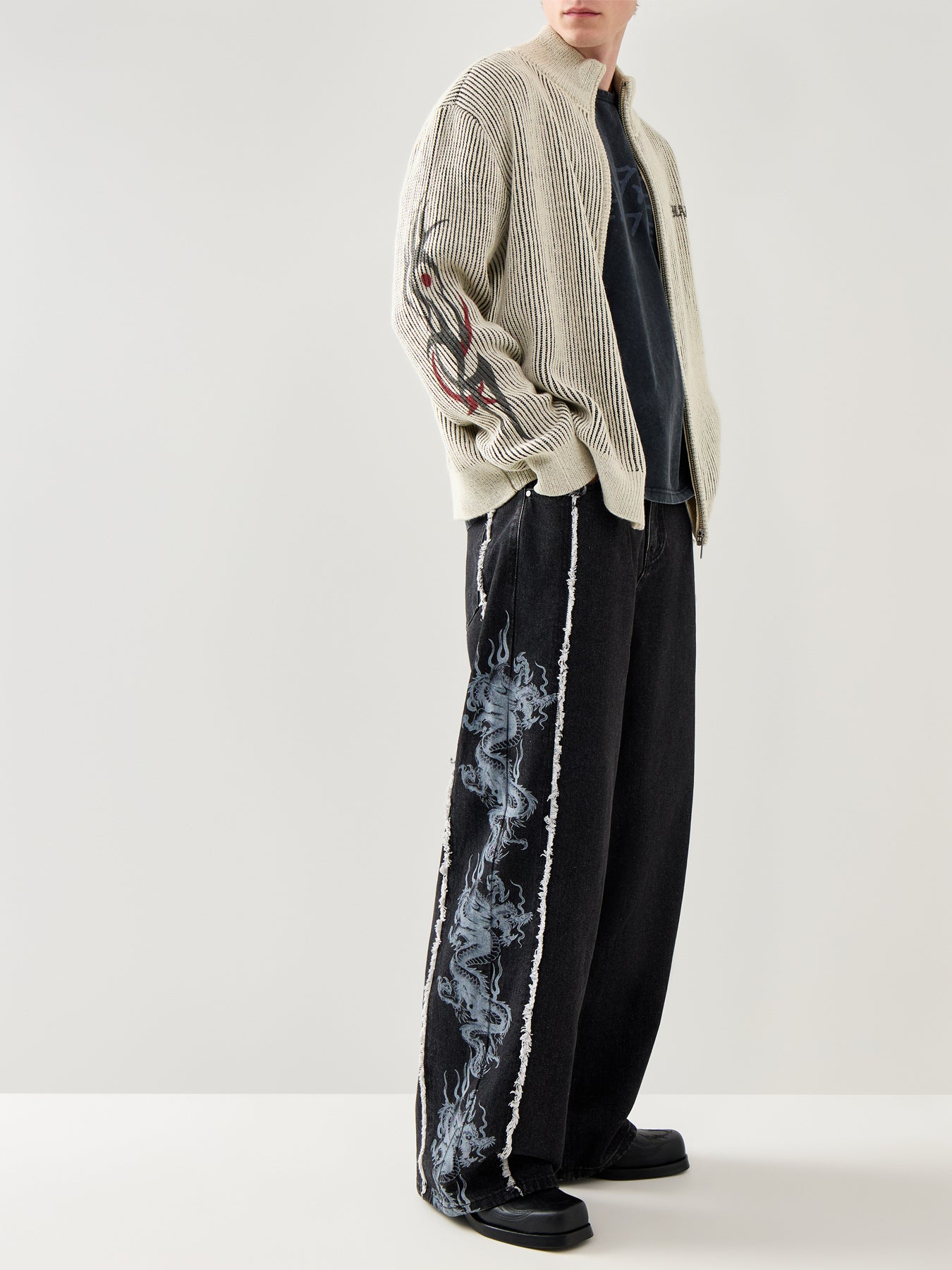 Life Before Honor Fur Detail Knitted Zip Thru Jacket White