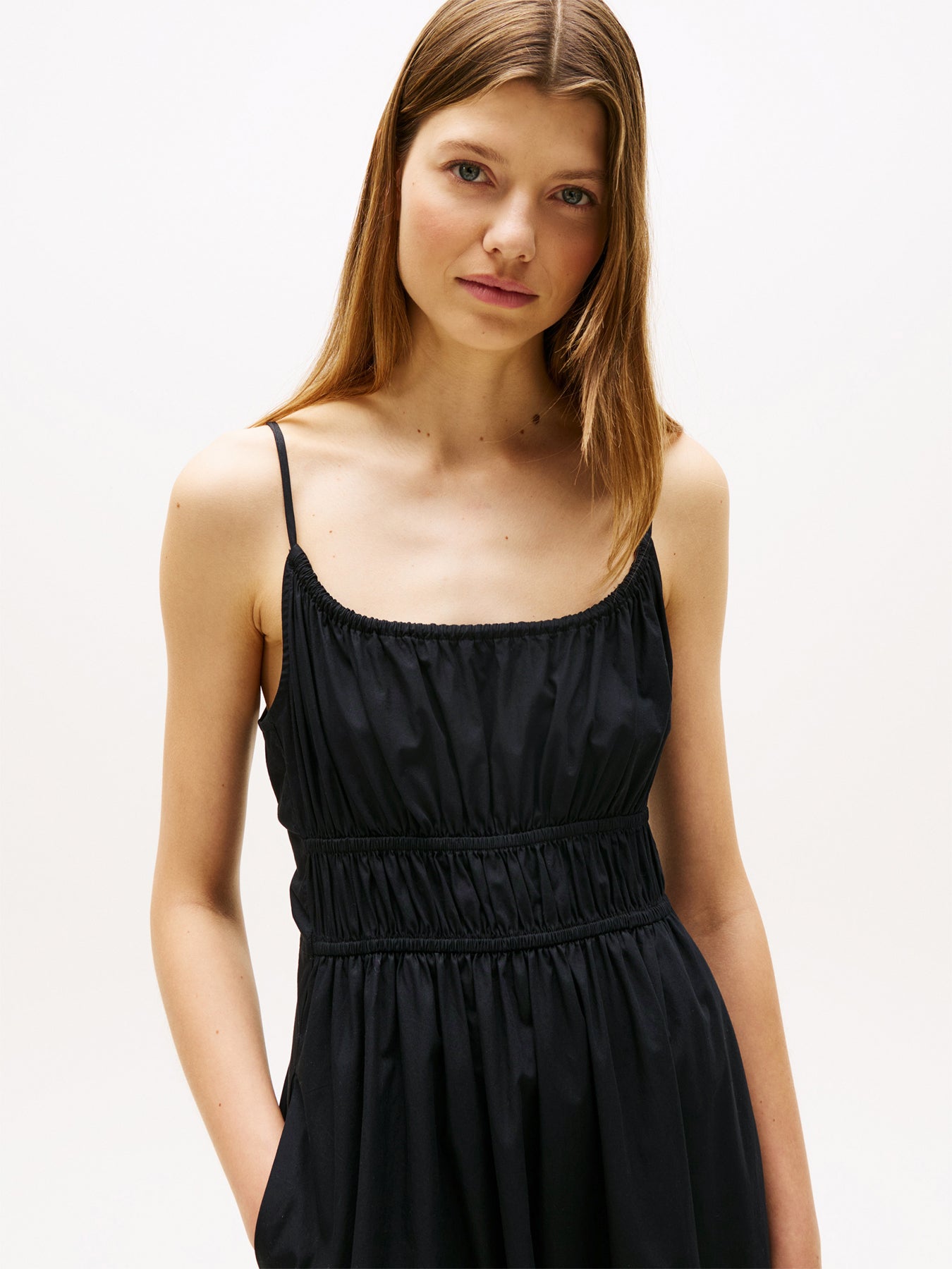 Smock Scoop Neck Maxi Dress