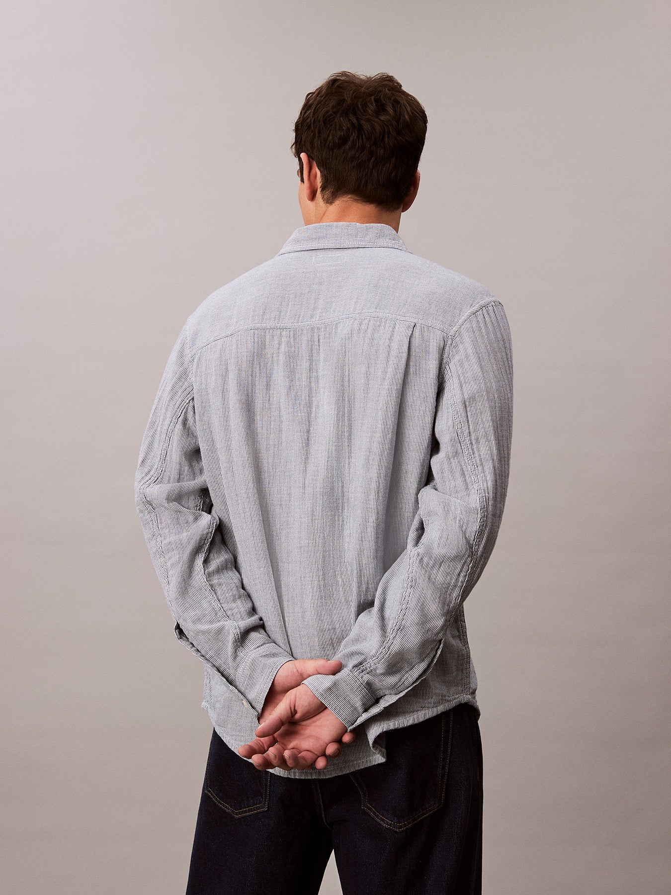 Double Face Striped Cotton Long Sleeves Shirt