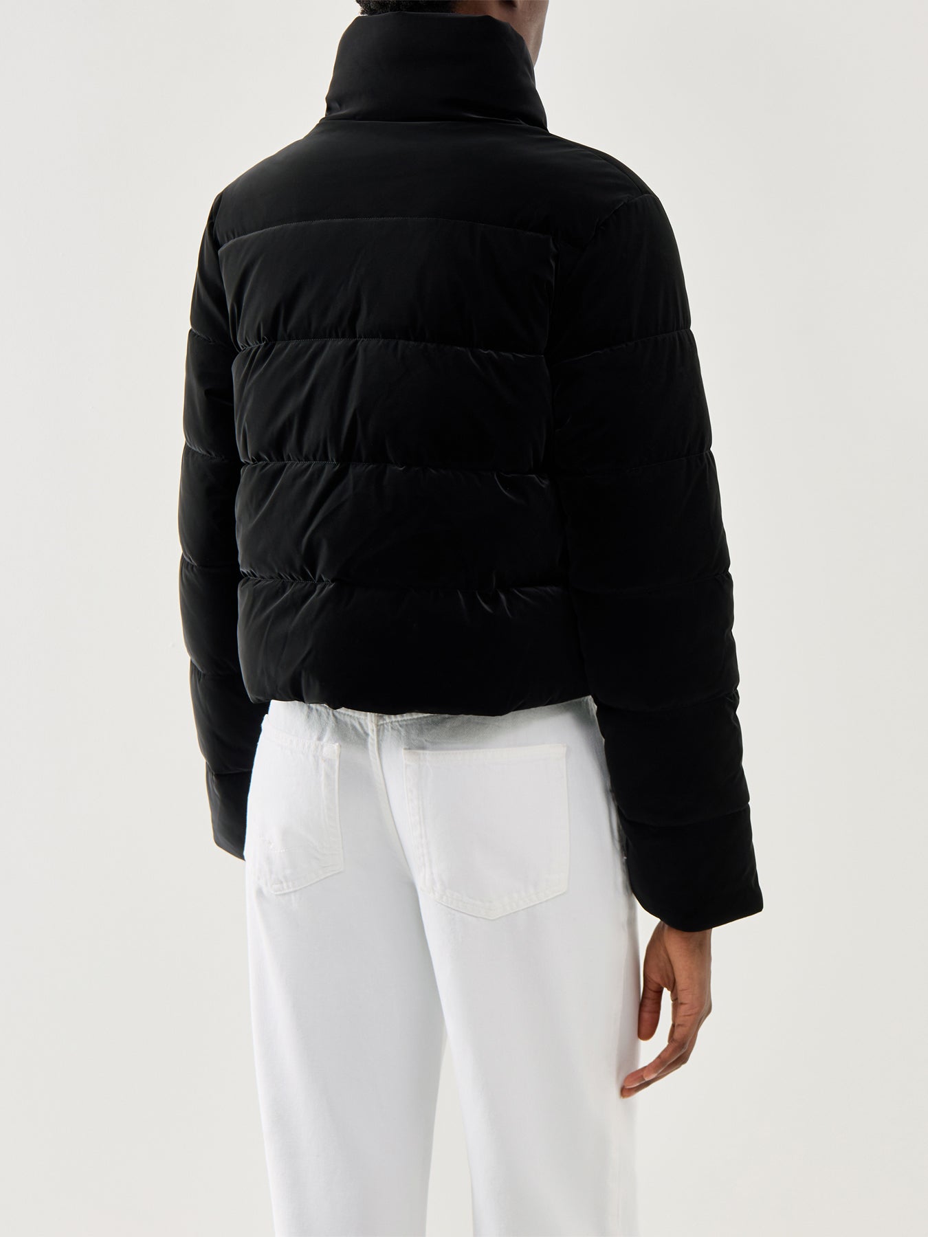 Barbour International Hudson Faux Velvet Puffer Jacket Black