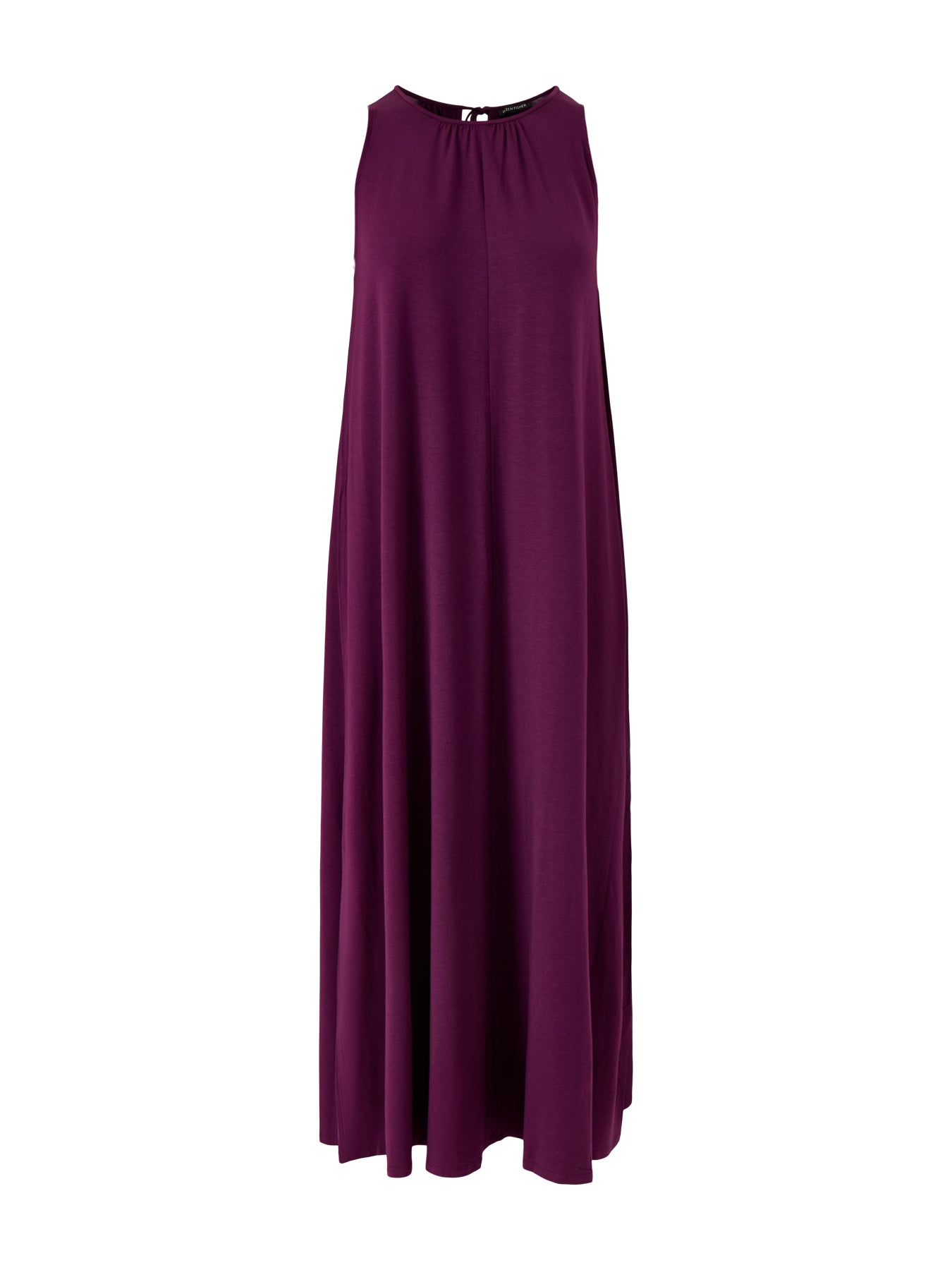 Round Neck Maxi Dress Tie Jersey Stretch Purple