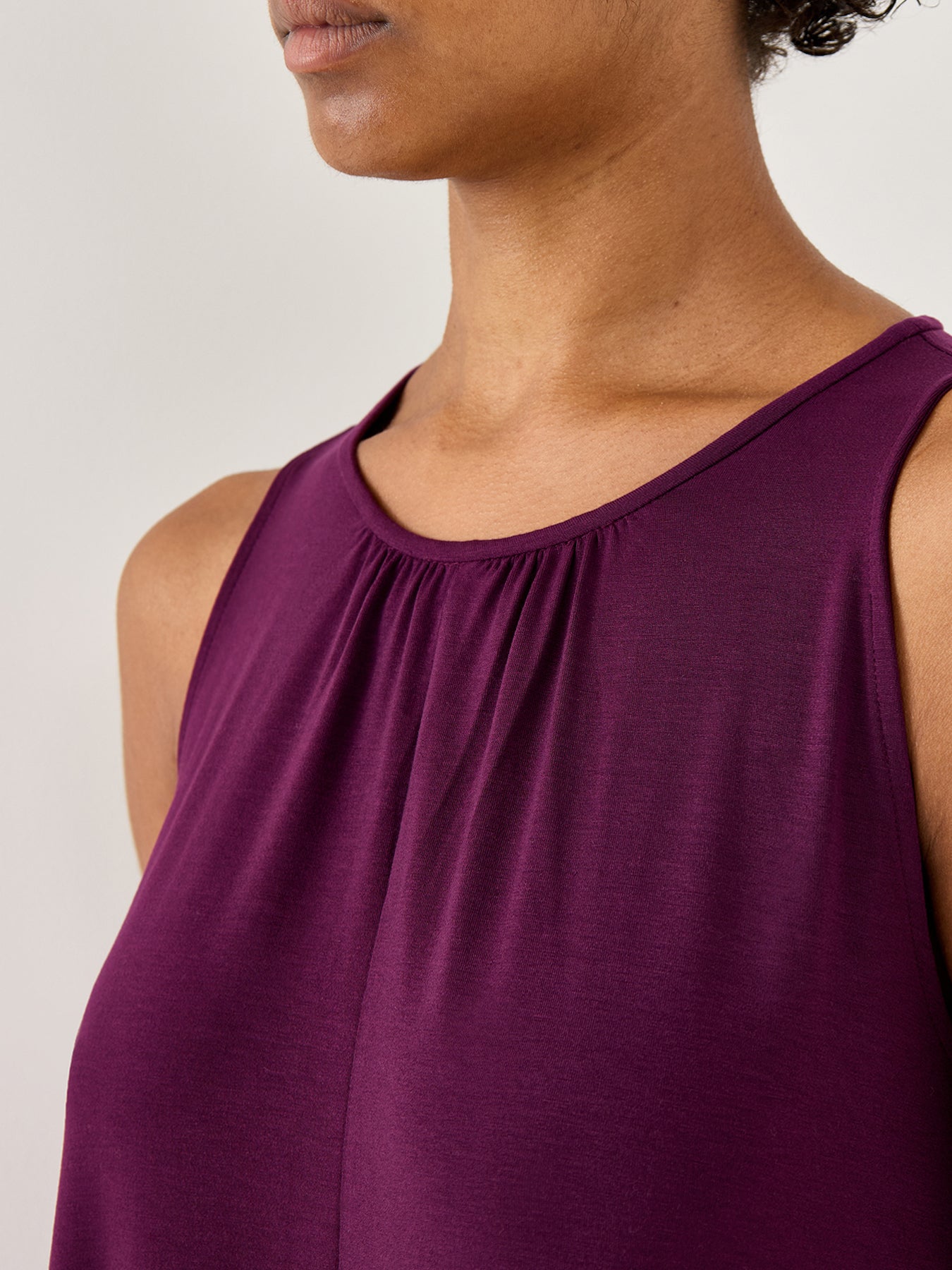 Round Neck Maxi Dress Tie Jersey Stretch Purple