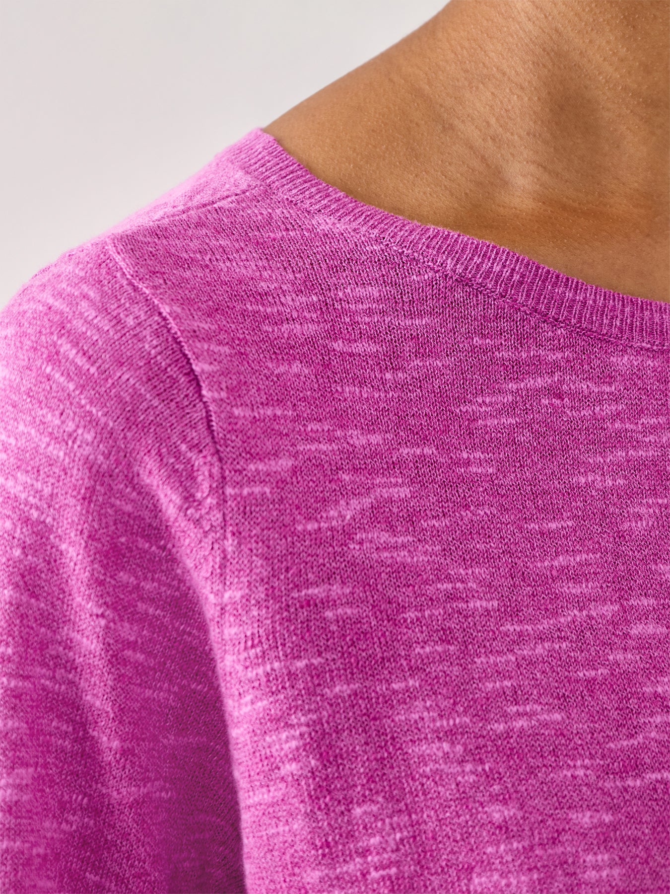 Bateau Neck Sweater Linen Cotton Slub Pink