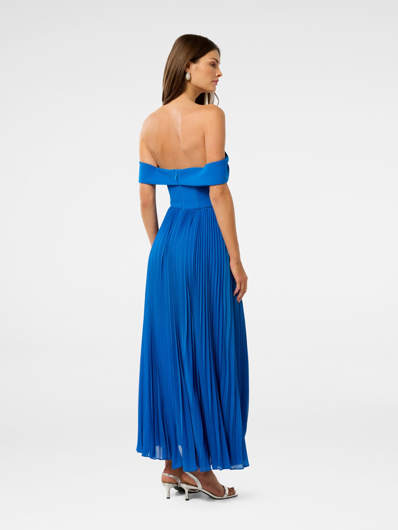 Louise Off Shoulder Pleated Midi Dress