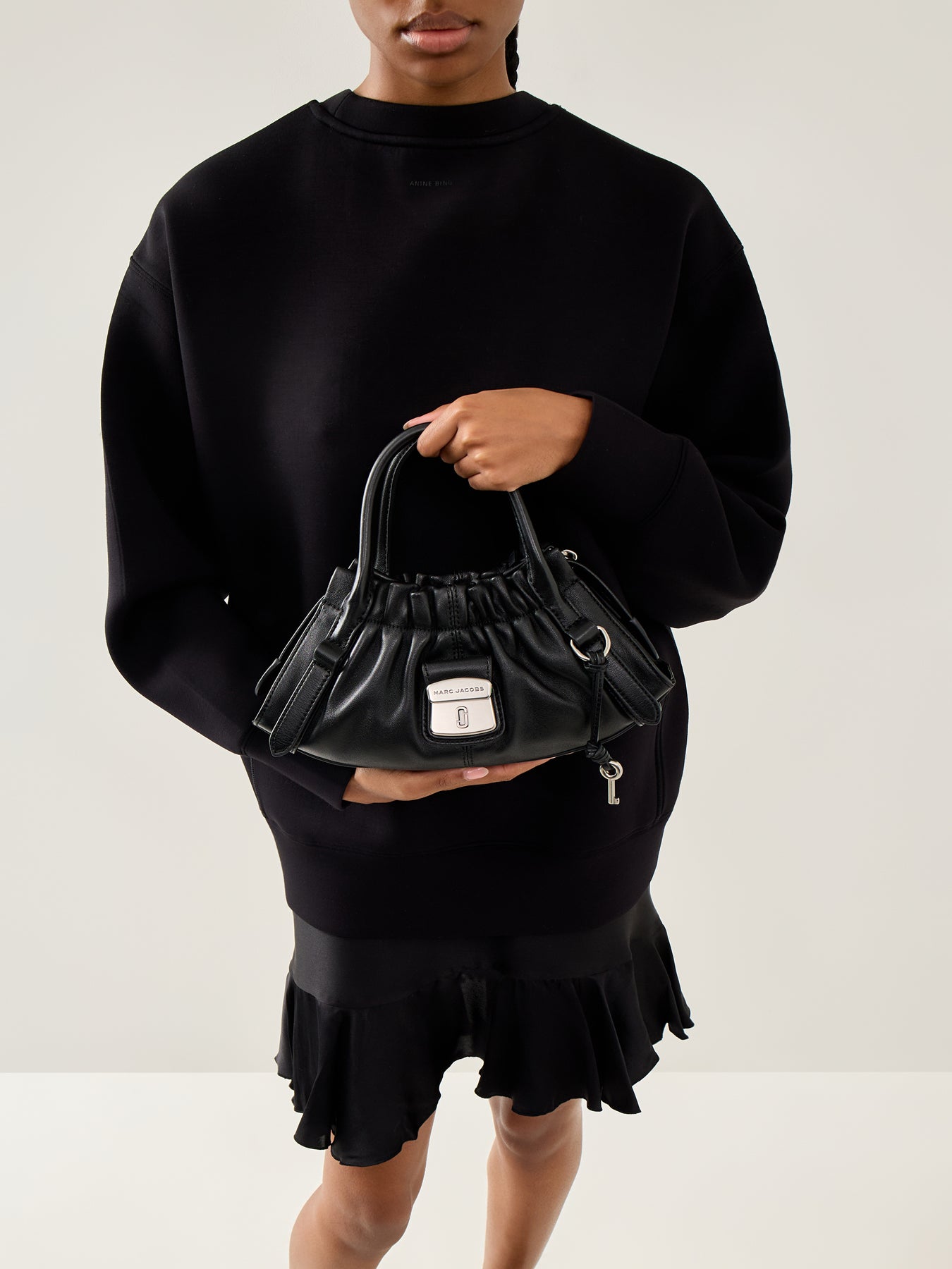 Cinch Small Satchel Bag Black