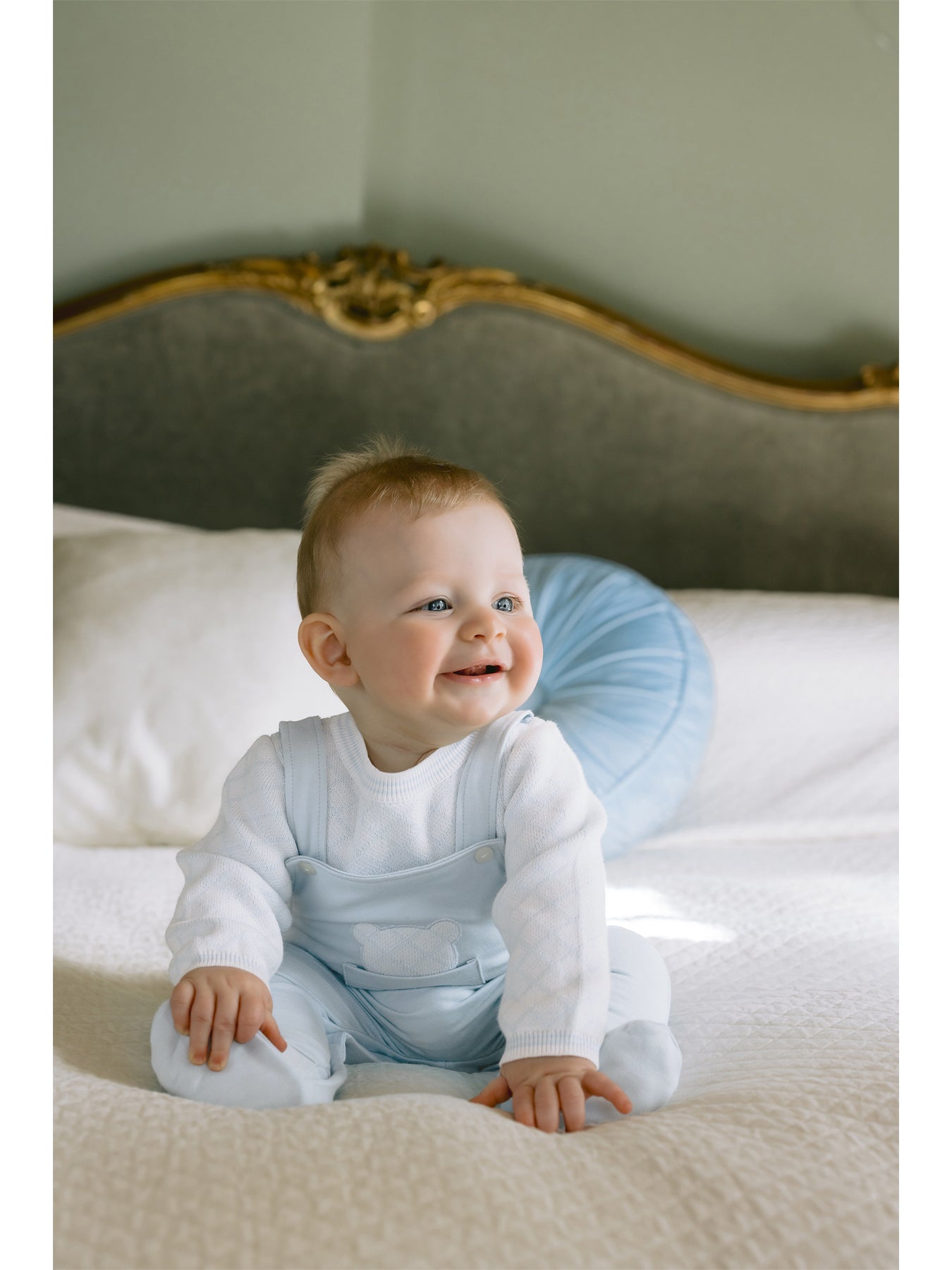 Kit 2-in-1 Dungaree with Knit Top & Teddy Applique Blue