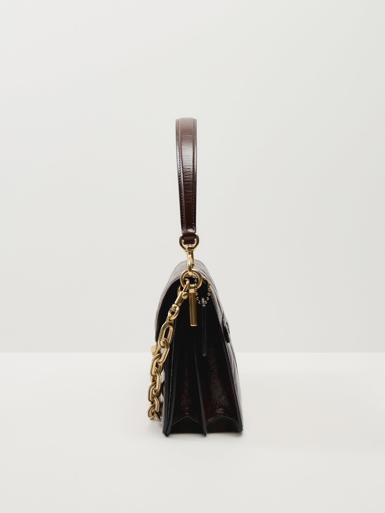 Quilted Glazed Leather Chain Tabby Shoulder Bag Maple