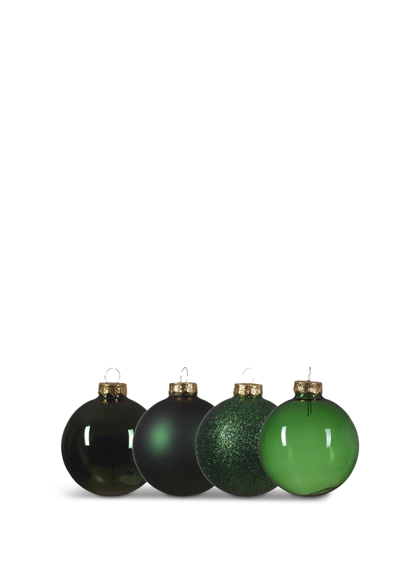 Baubles Glass Shiny Matt-Transparent Glitter Mix Gren