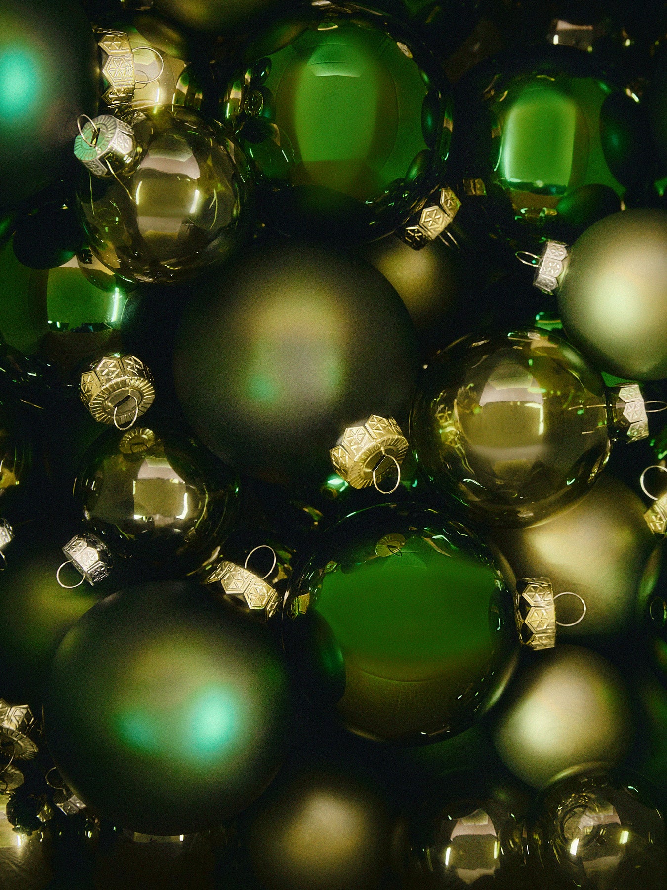Baubles Glass Shiny Matt-Transparent Glitter Mix Gren
