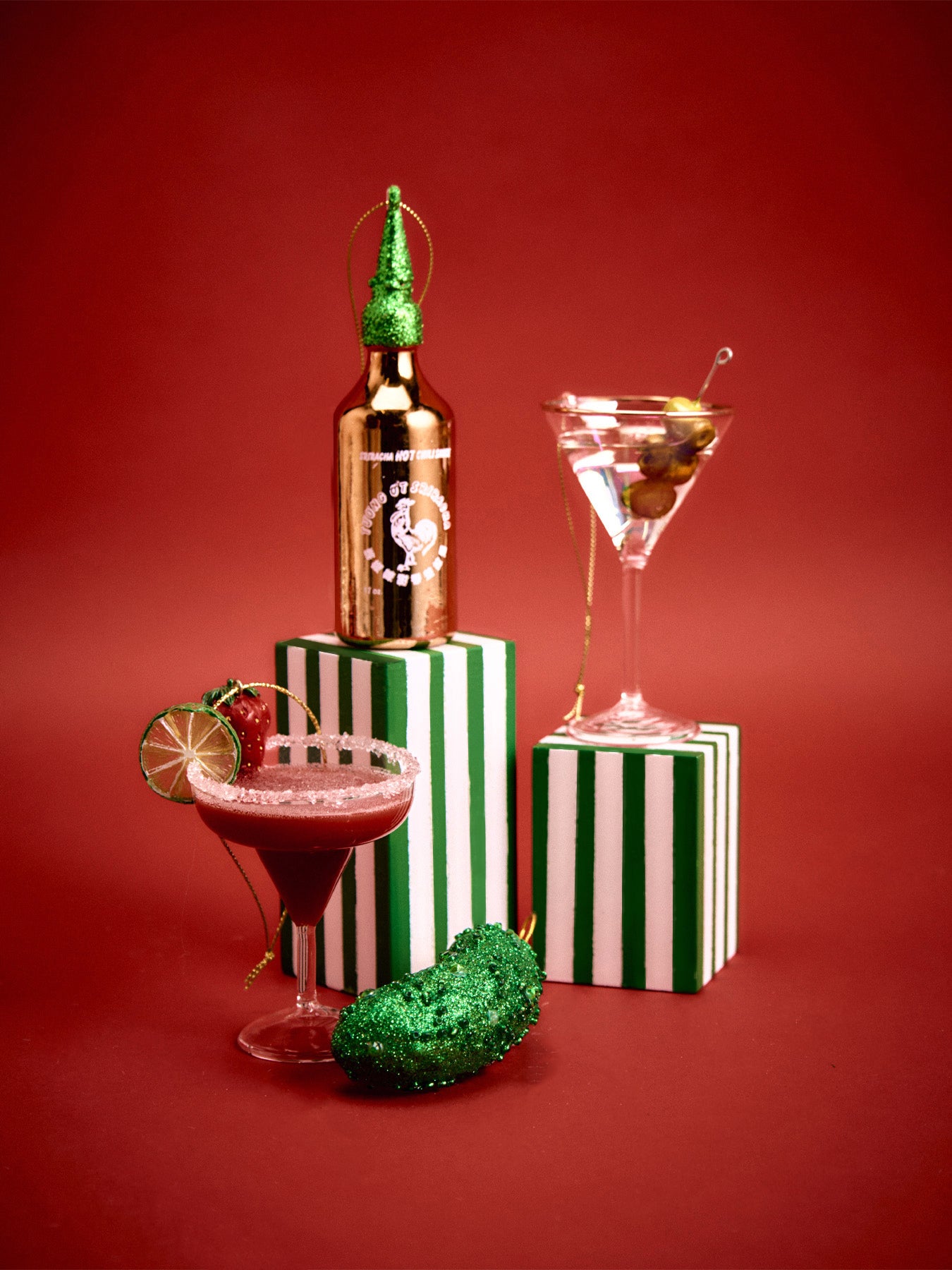 Glass Strawberry Daiquiri Christmas Tree Hanging Decoration