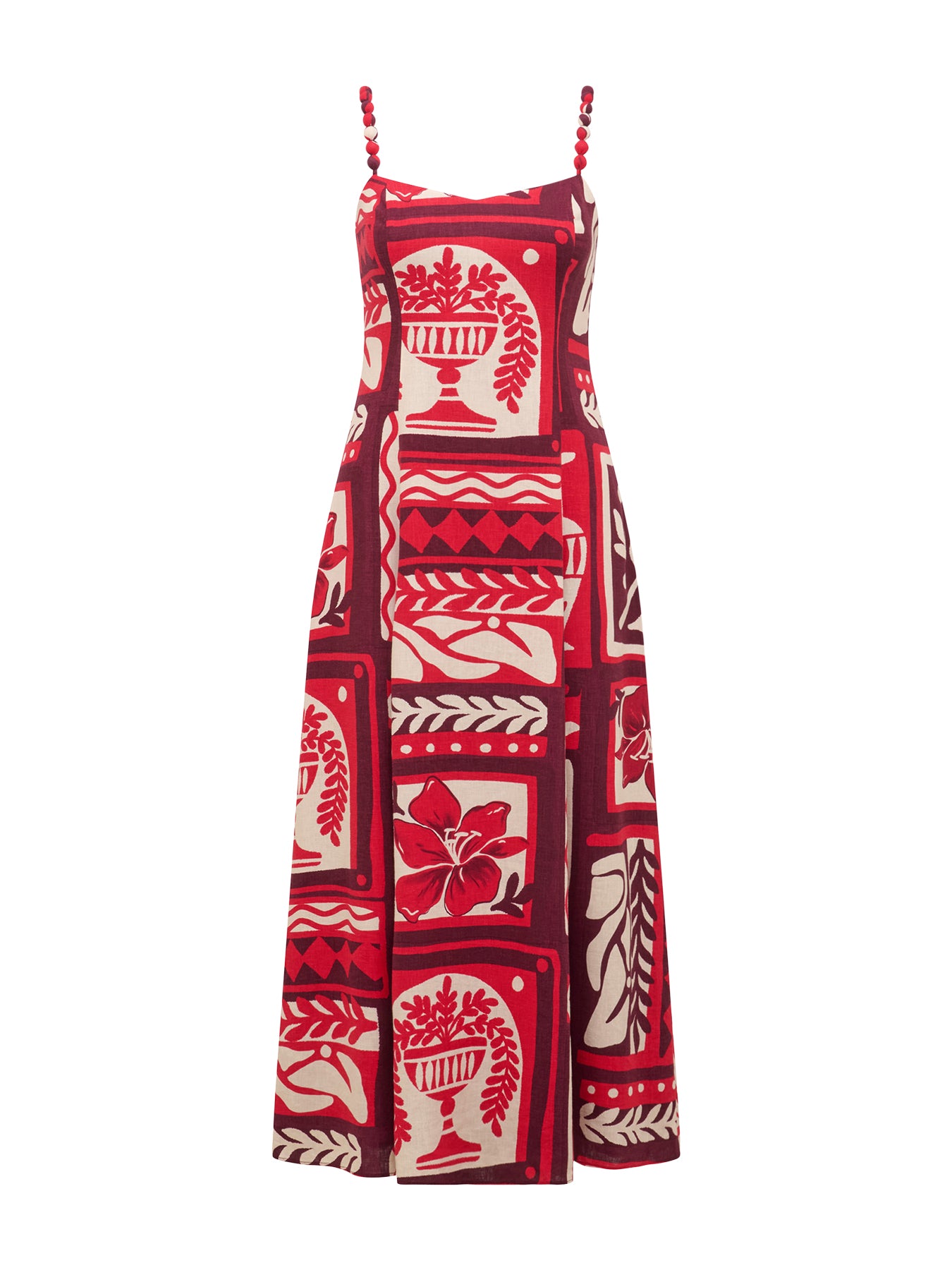 Simona Square Neck Strappy Linen Midi Dress