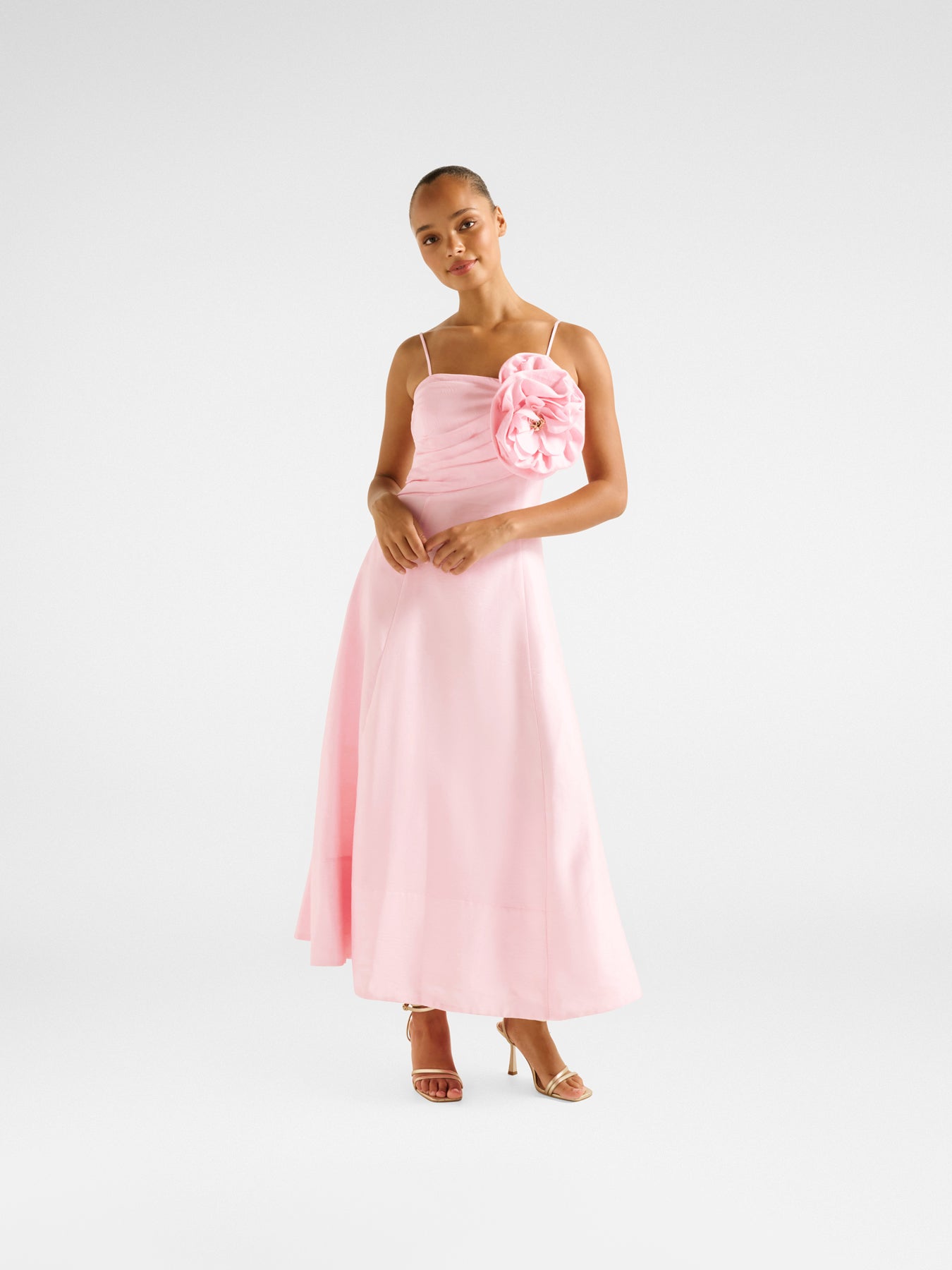 Felicia Structured Flower Midi Dress