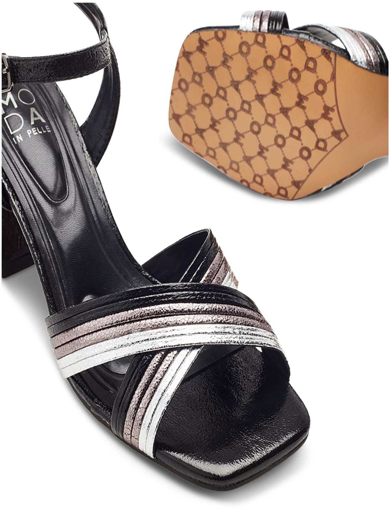 Black Myrthle Block Heel Sandals