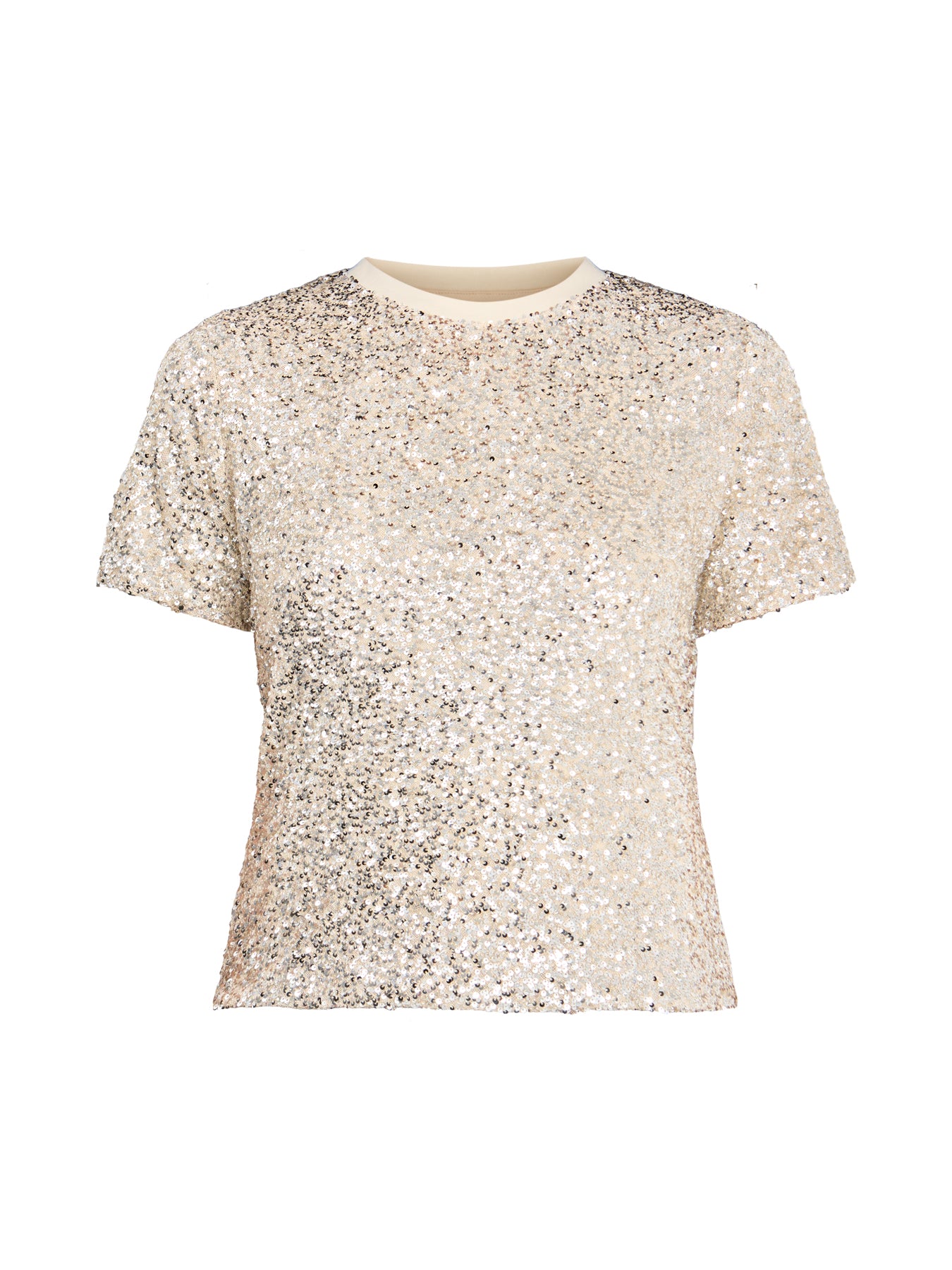 Silver Sequin Short Sleeves T Shirt